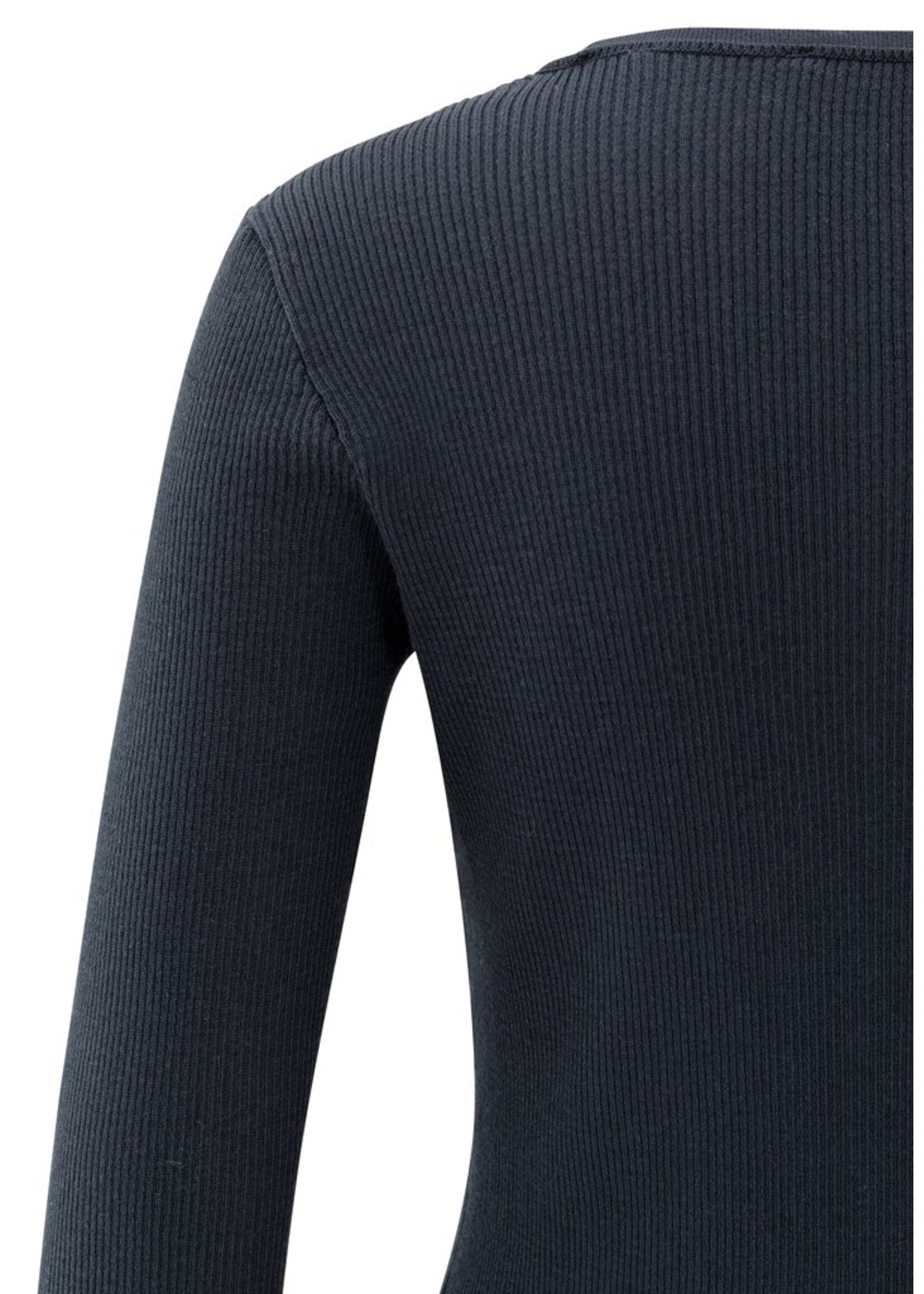 Yaya Yaya, Fijne ribtop met ronde hals, Collegiate blue, Size: