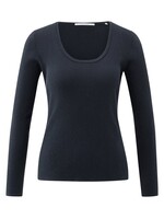 Yaya Yaya, Fijne ribtop met ronde hals, Collegiate blue, Size: