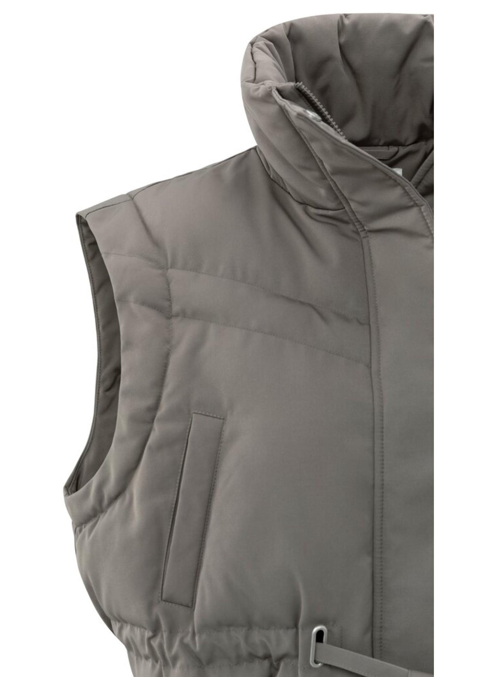 Yaya Yaya, Oversized nylon jas met afritsmouwen, Taupe grey, Size: