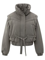 Yaya Yaya, Oversized nylon jas met afritsmouwen, Taupe grey, Size: