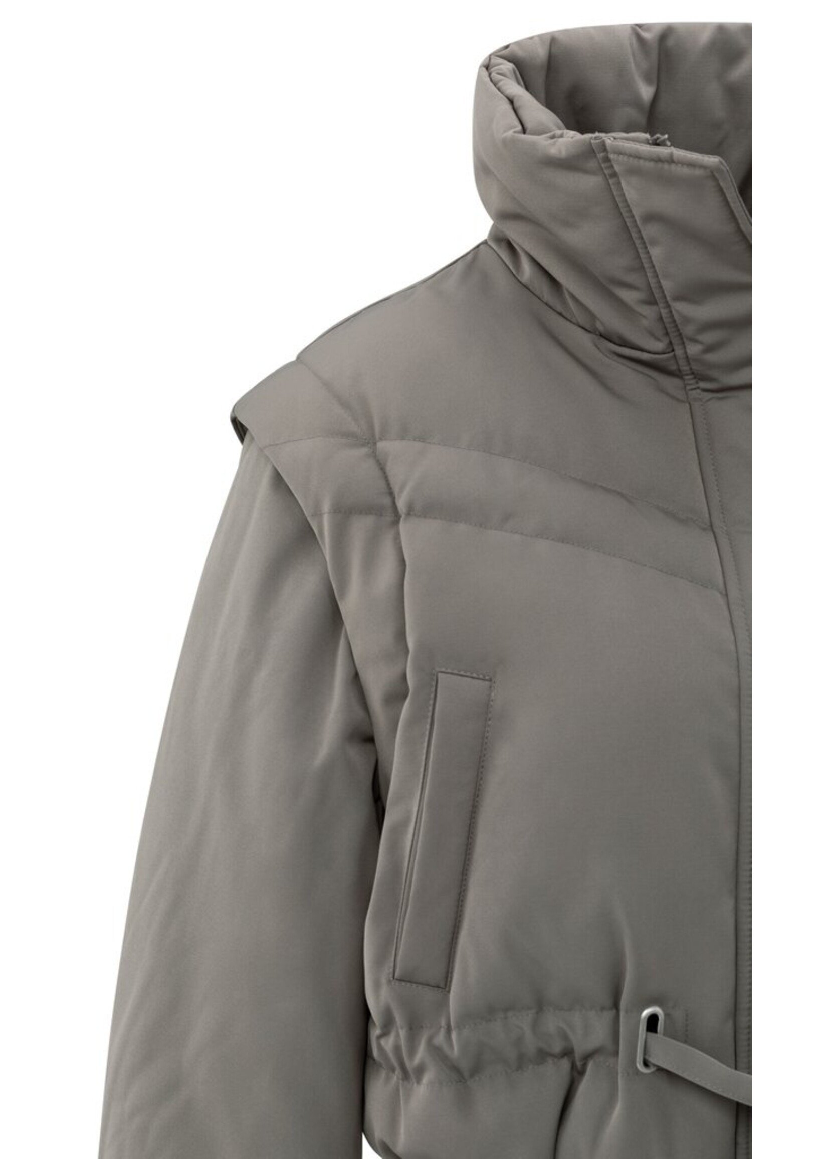 Yaya Yaya, Oversized nylon jas met afritsmouwen, Taupe grey, Size: