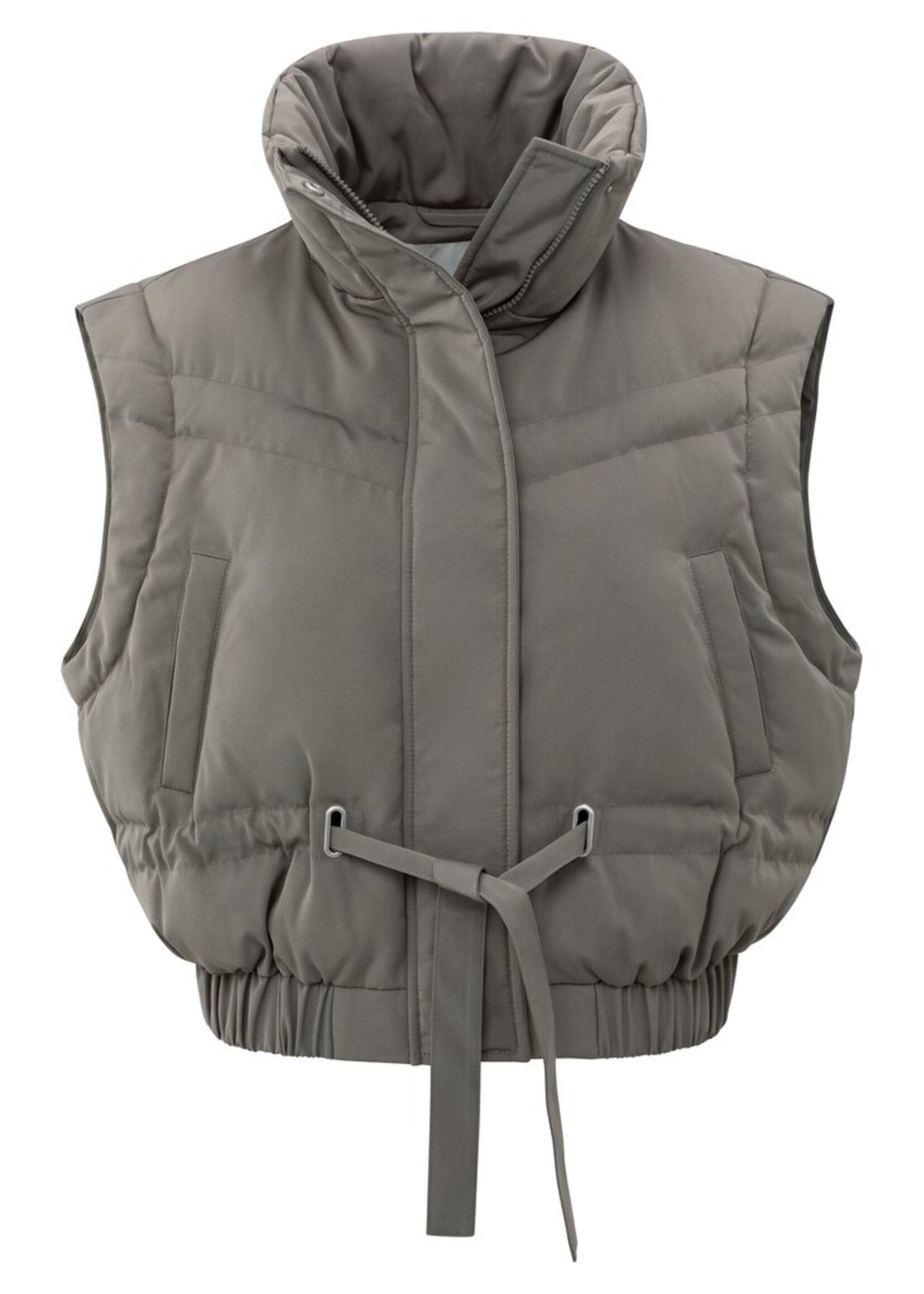 Yaya Yaya, Oversized nylon jas met afritsmouwen, Taupe grey, Size: