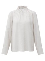 Yaya Yaya, Top met hoge hals en strikkoorden aan de zoom, Early frost White, Size: