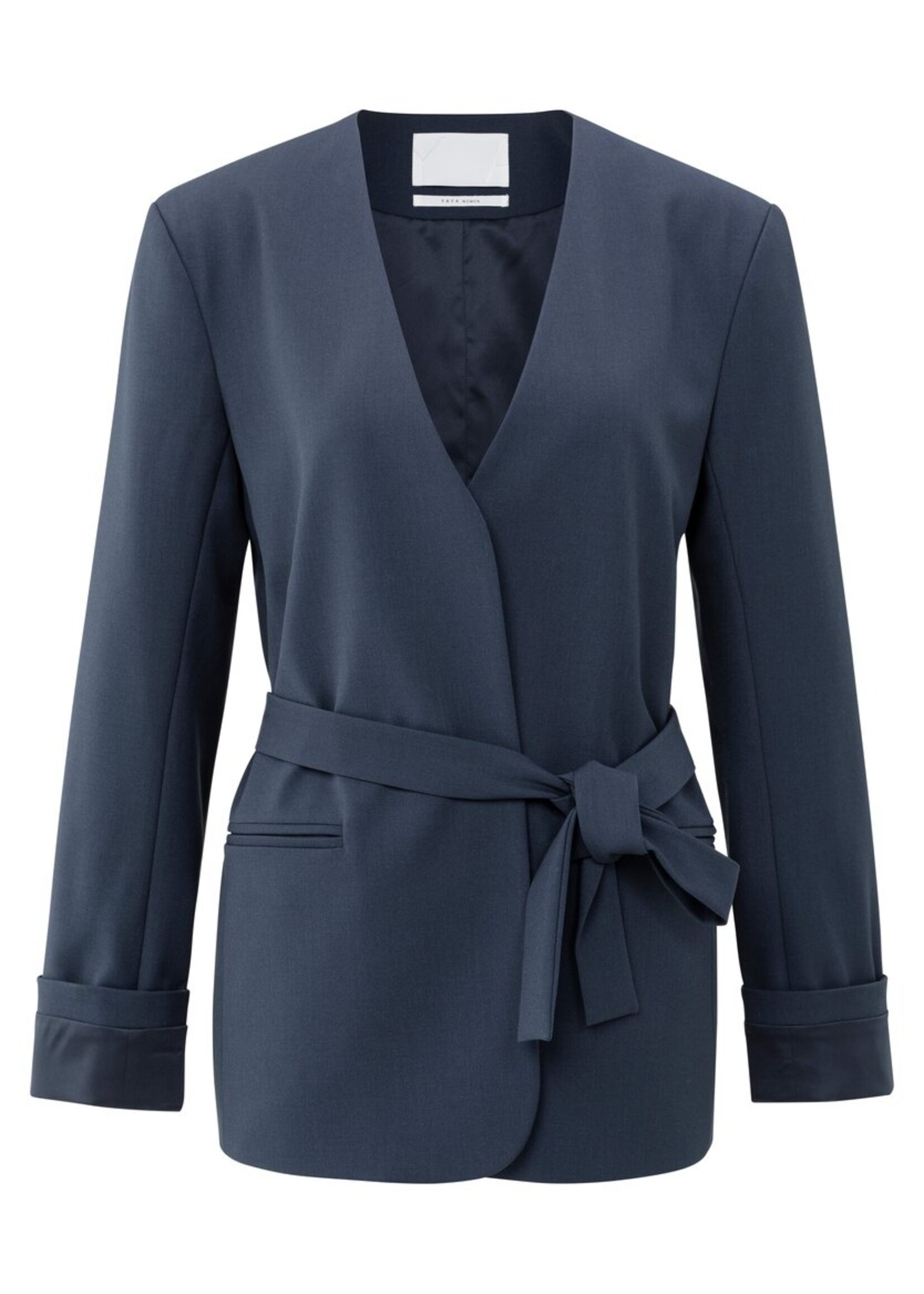 Yaya Yaya, Geweven blazer met ceintuur, Collegiate blue, Size: