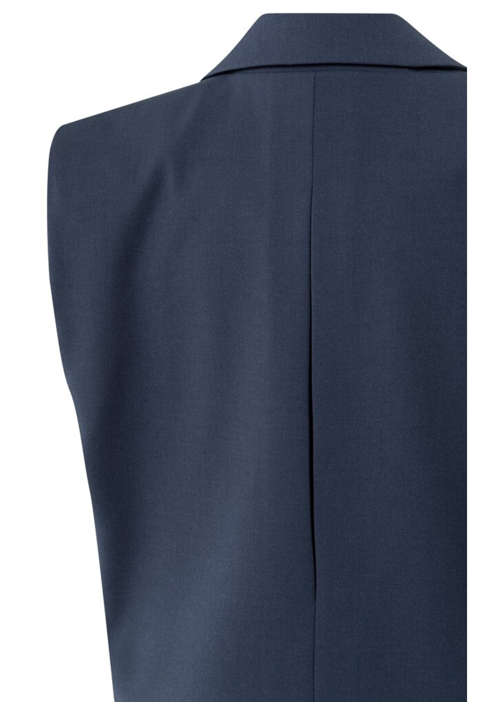 Yaya Yaya, Mouwloze korte blazer met dubbele laag-effect, Collegiate blue, Size: