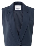 Yaya Yaya, Mouwloze korte blazer met dubbele laag-effect, Collegiate blue, Size: