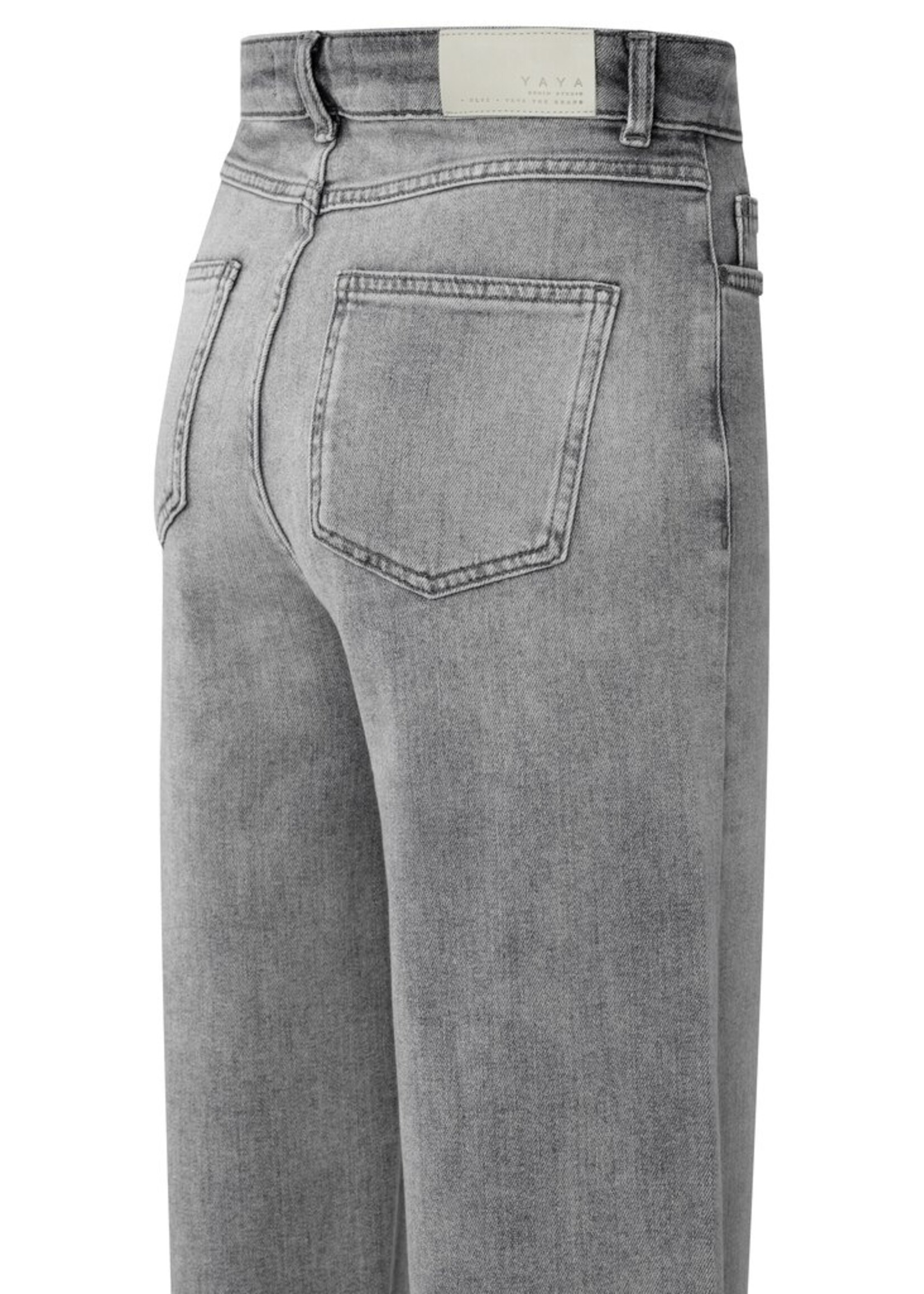 Yaya Yaya, Losvallende denim met hoge taille, Grey, Size: