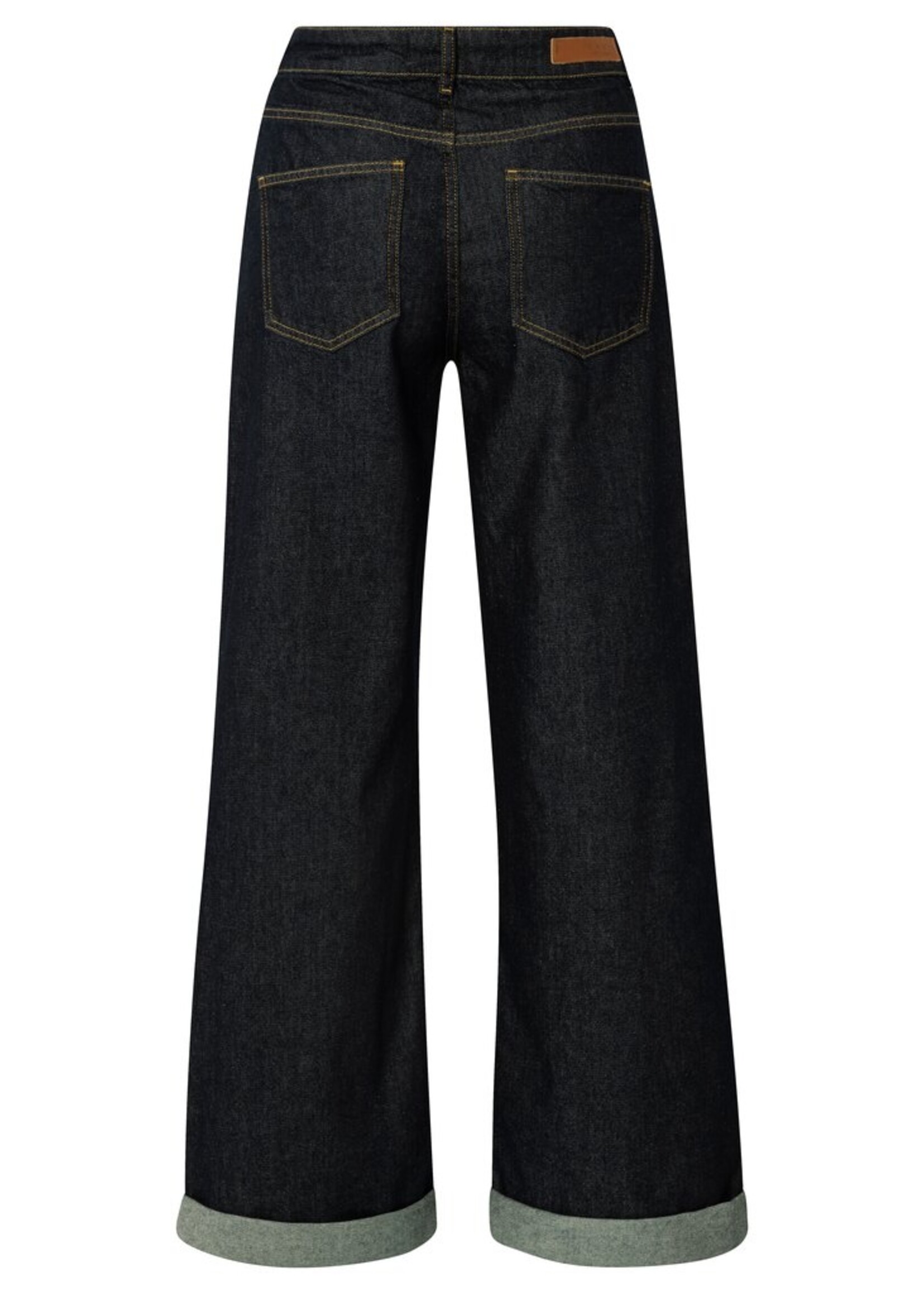 Yaya Yaya, Loose fit denim met omgeslagen zoom, Dark blue denim, Size: