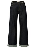 Yaya Yaya, Loose fit denim met omgeslagen zoom, Dark blue denim, Size: