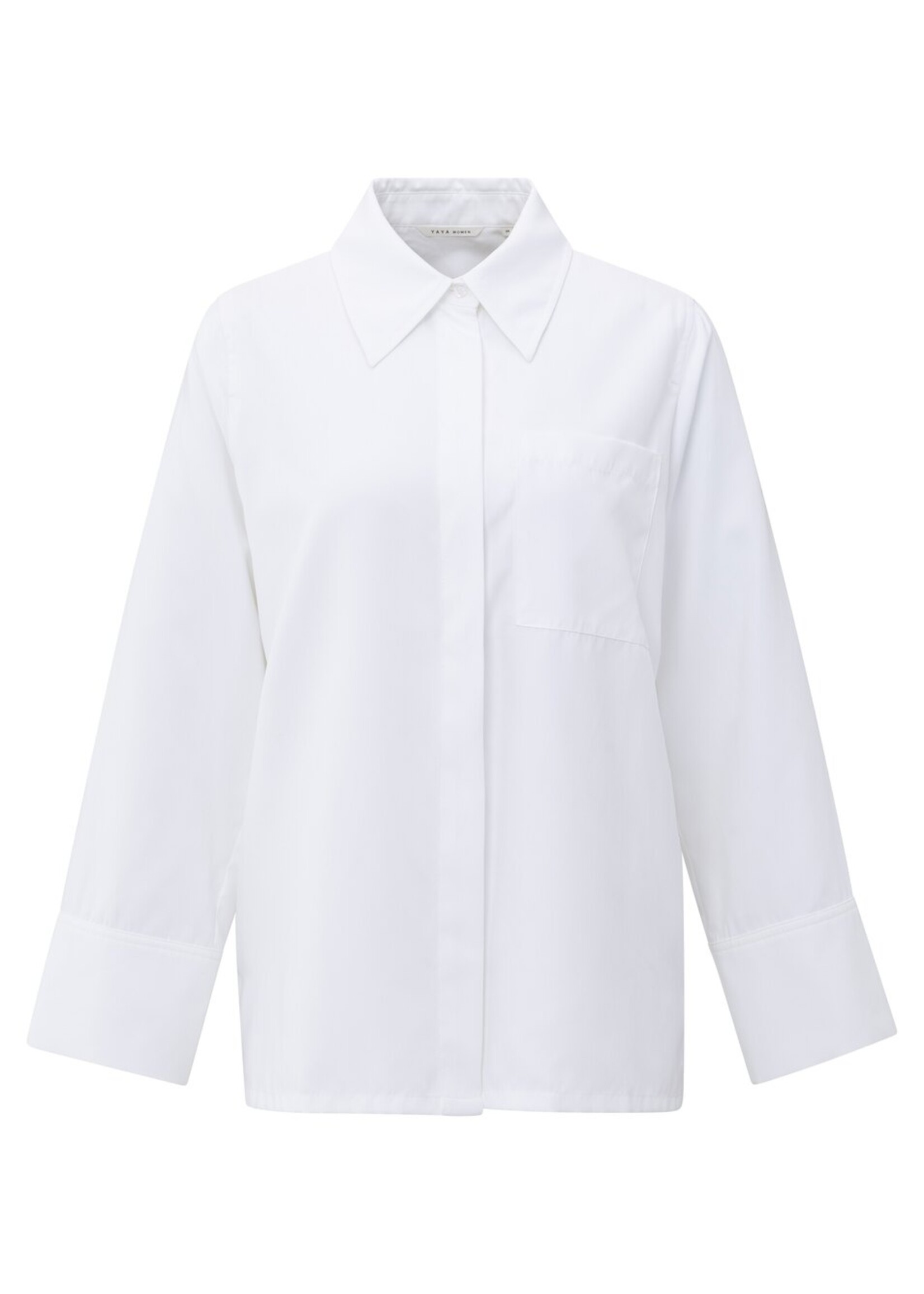 Yaya Yaya, Zachte oversized blouse met borstzak, Pure white, Size: