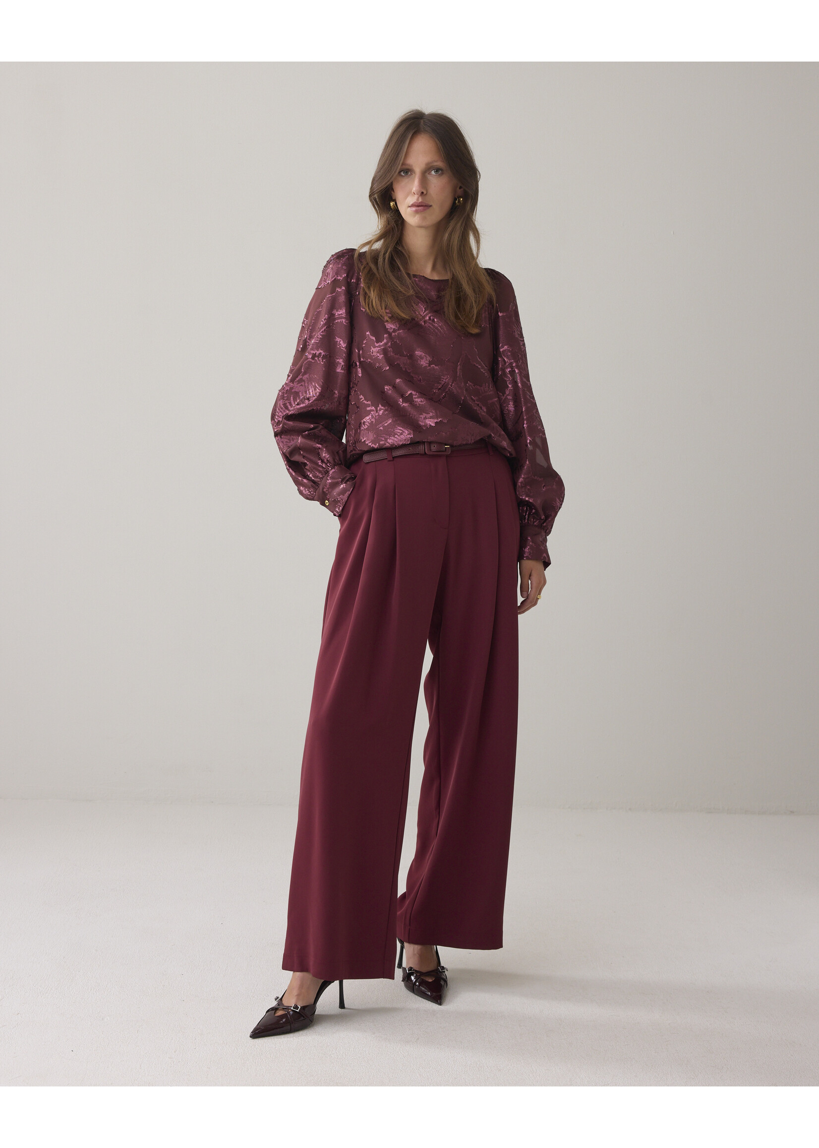Summum Summum, Top Shiny jacquard, Merlot, Size: