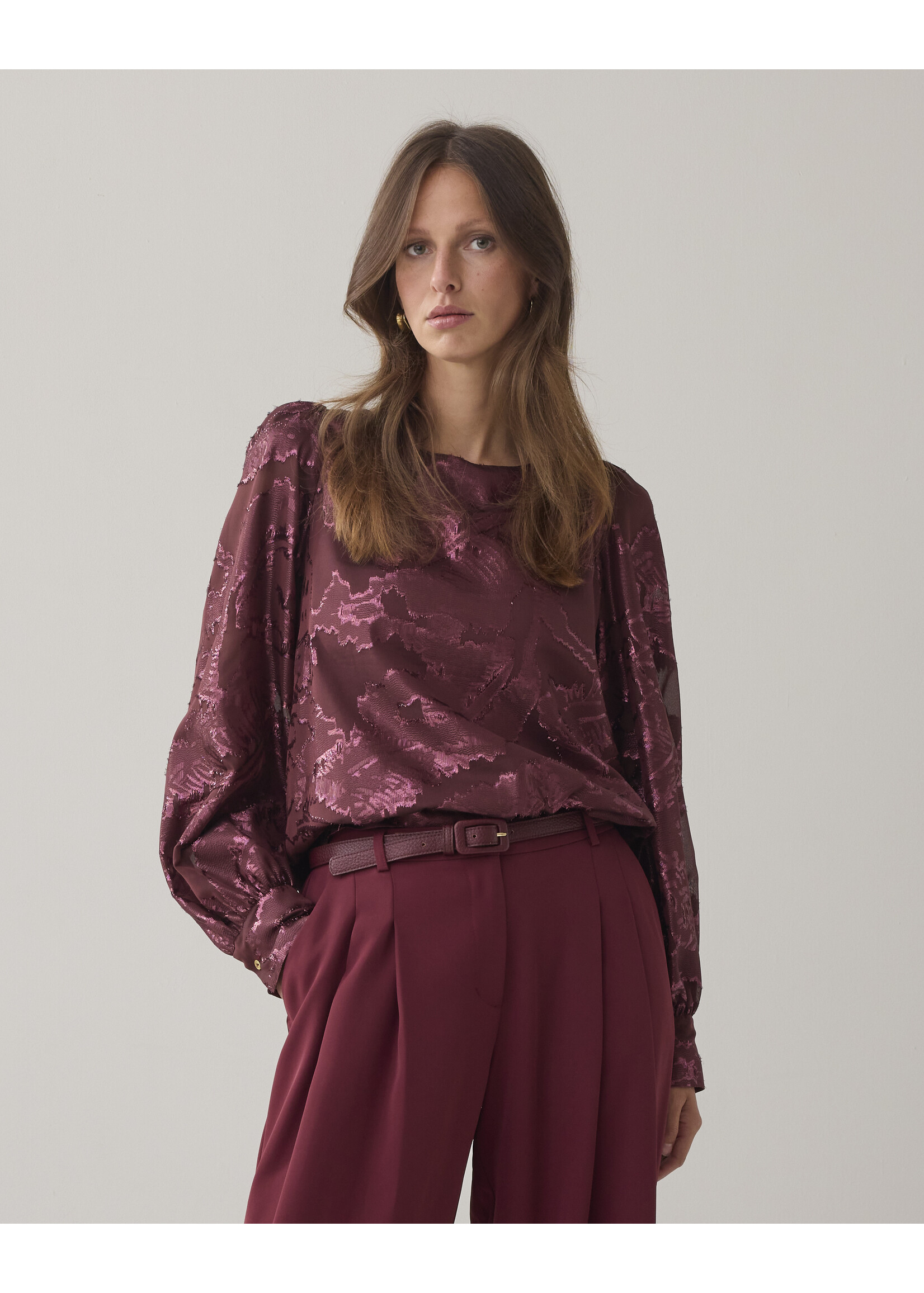 Summum Summum, Top Shiny jacquard, Merlot, Size: