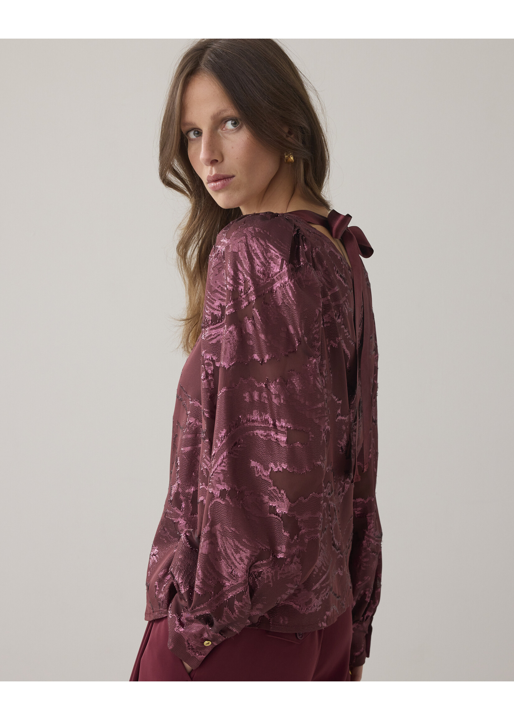 Summum Summum, Top Shiny jacquard, Merlot, Size: