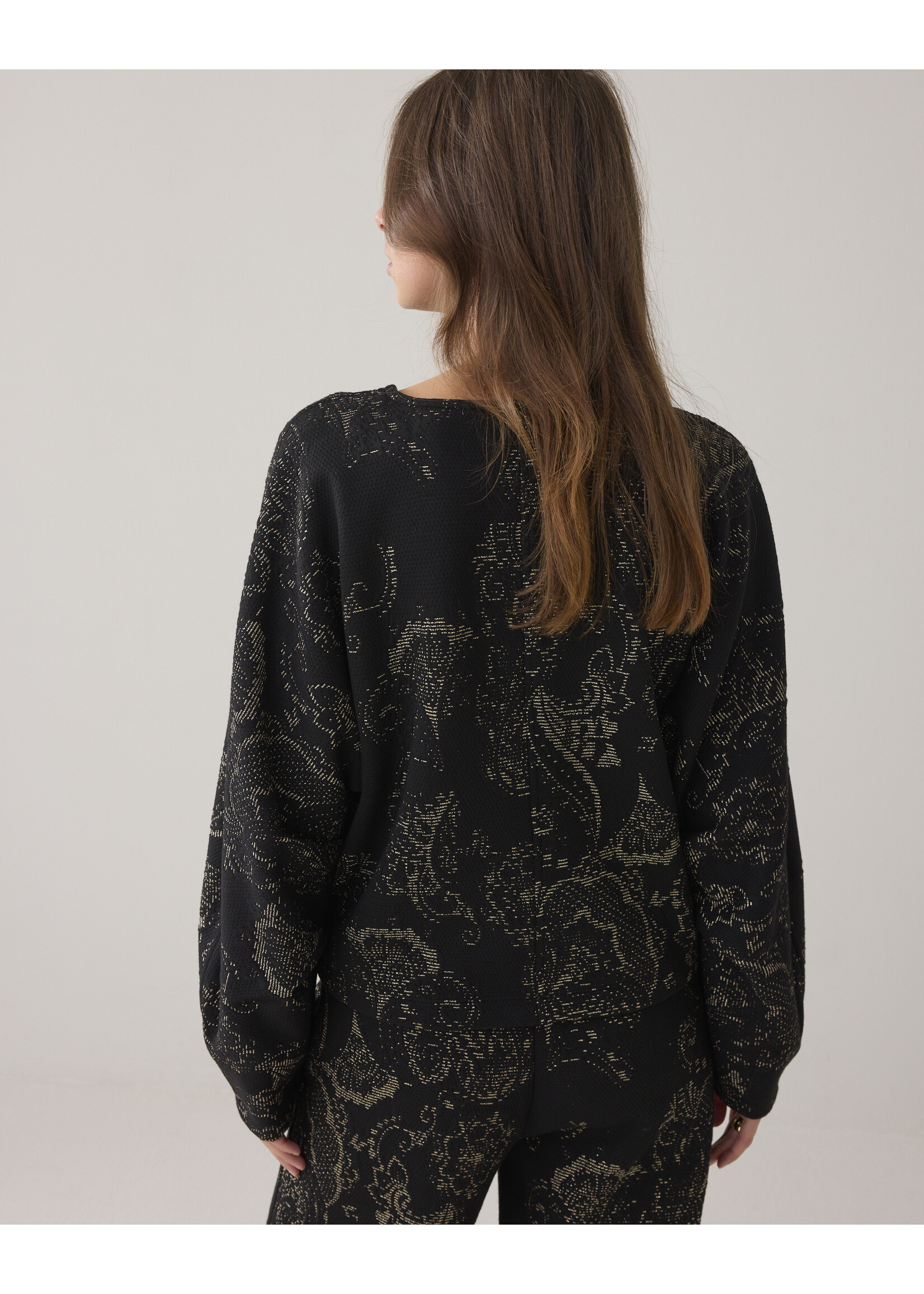Summum Summum, Jersey Ornamental jacquard trui, Black, size:
