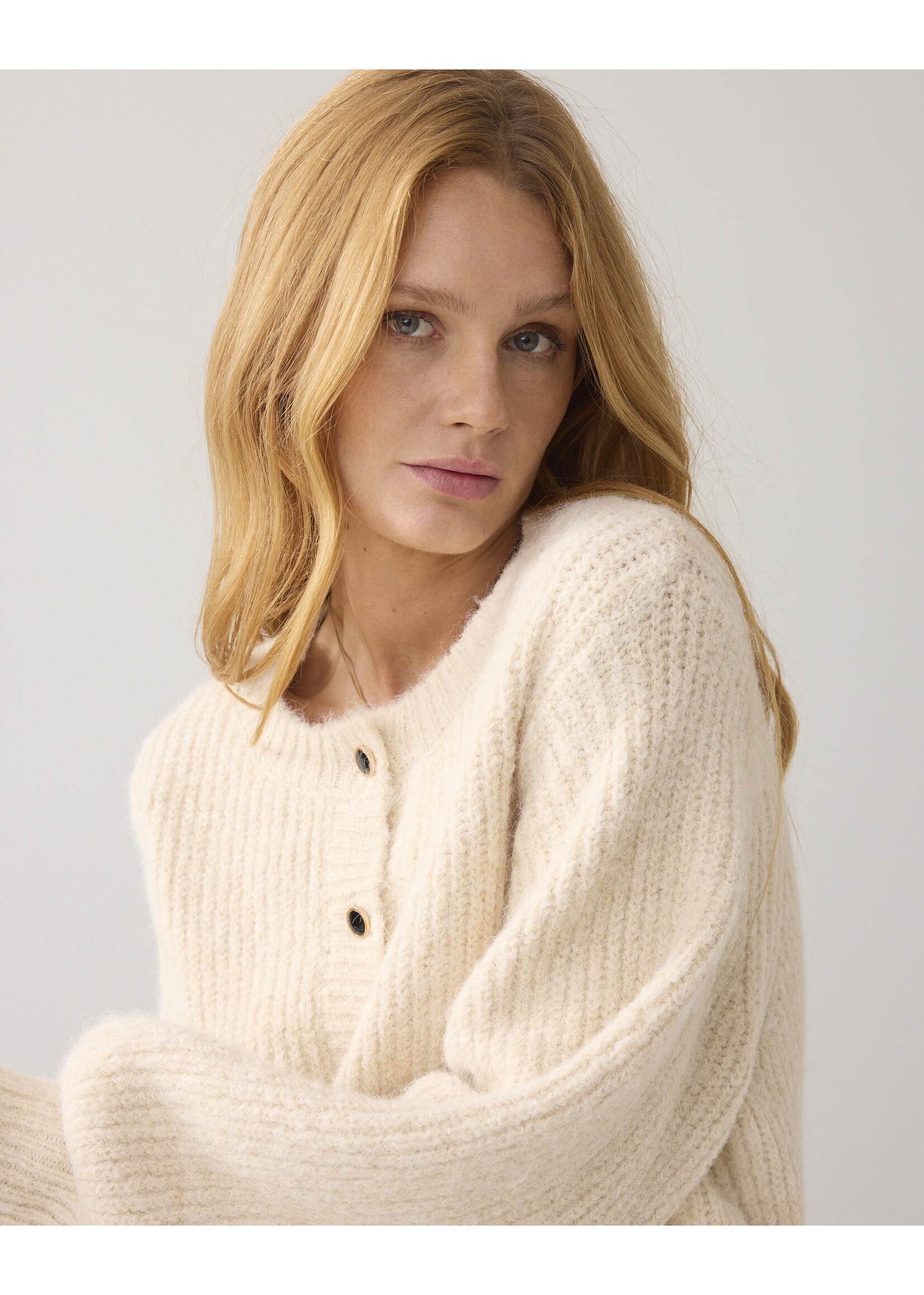 Summum Summum, Cardigan Cozy melange knit, ivory, size: