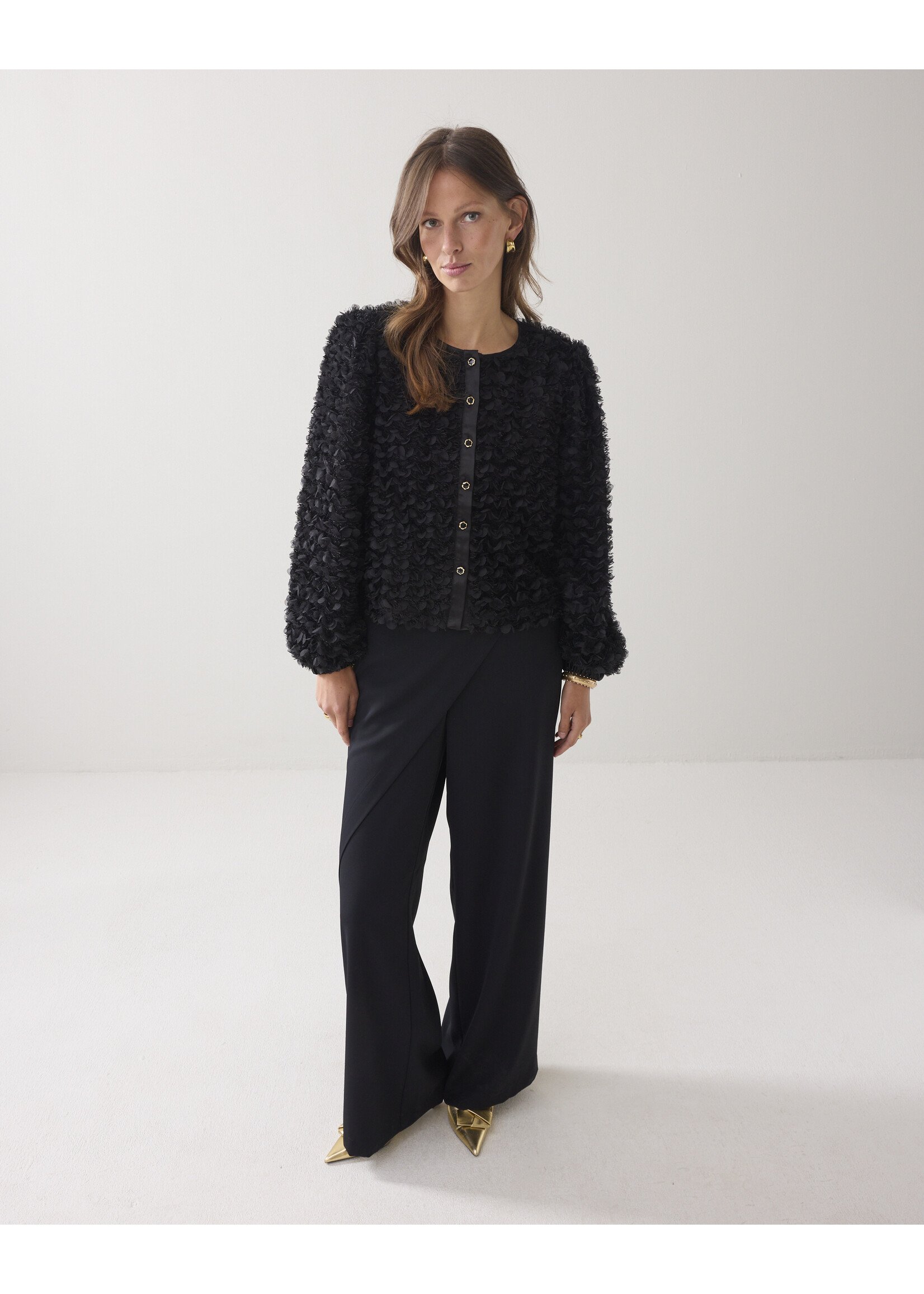 Summum Summum, Jacket 3D Flowerfluffy, black, Size: