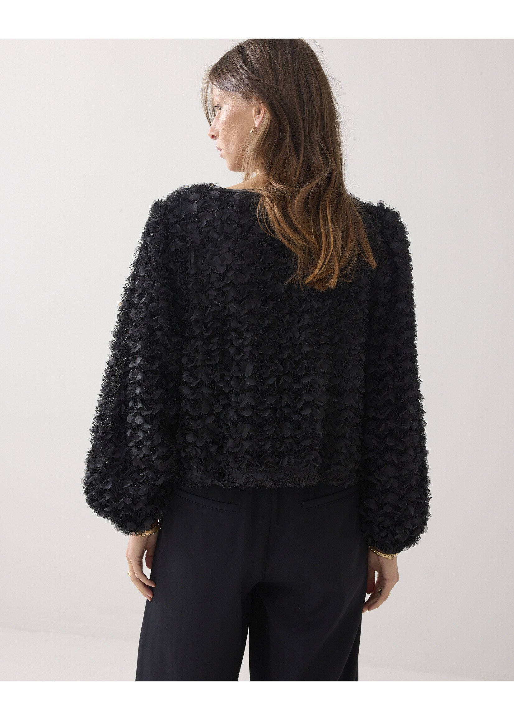 Summum Summum, Jacket 3D Flowerfluffy, black, Size: