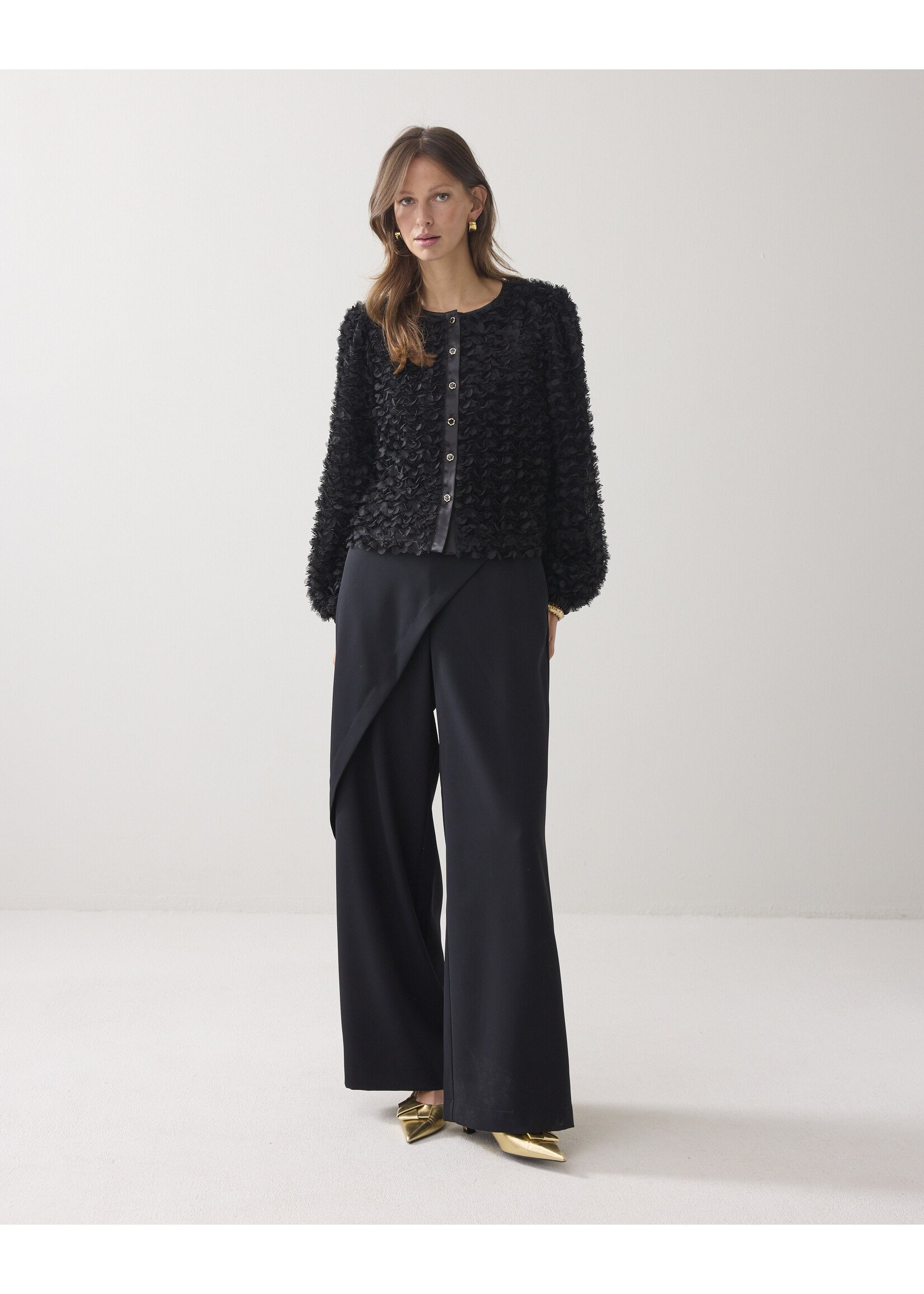 Summum Summum, Jacket 3D Flowerfluffy, black, Size: