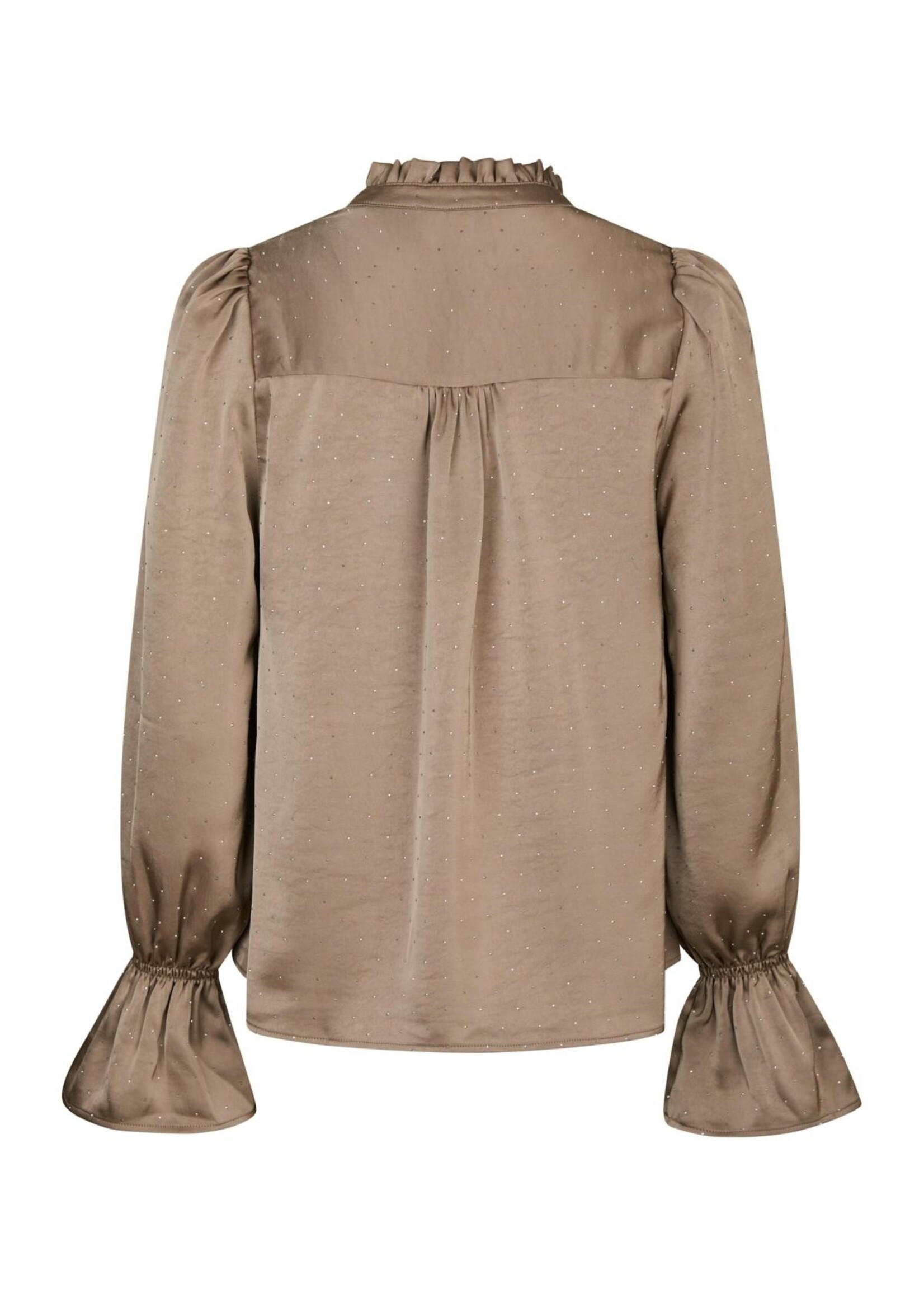Neo Noir Neo Noir, Amara Heavy Sateen Bedaz Blouse , Dark Taupe, Size: