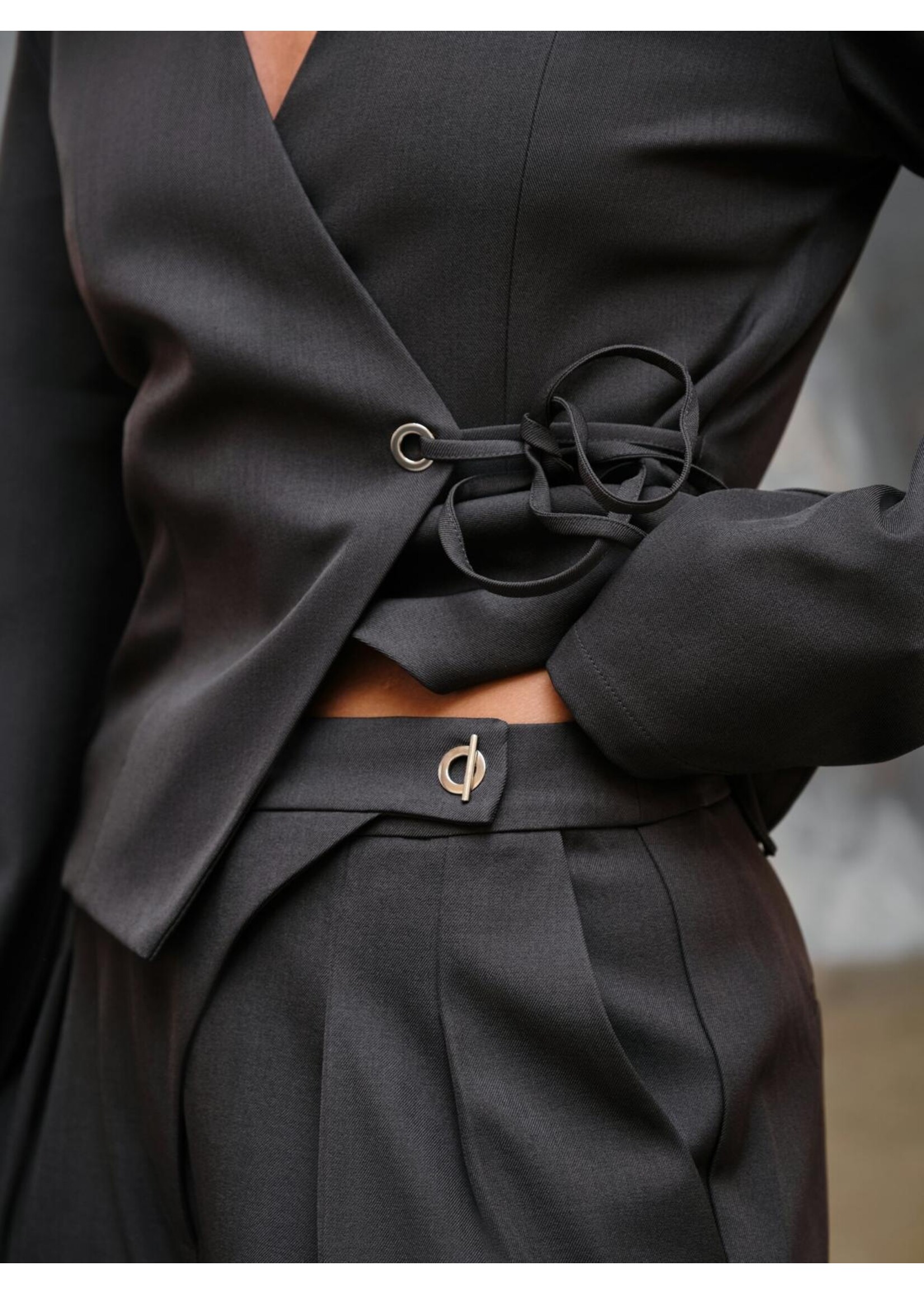 Neo Noir Neo Noir, Simmi Eyelet Blouse Eyelet , Dark grey, Size: