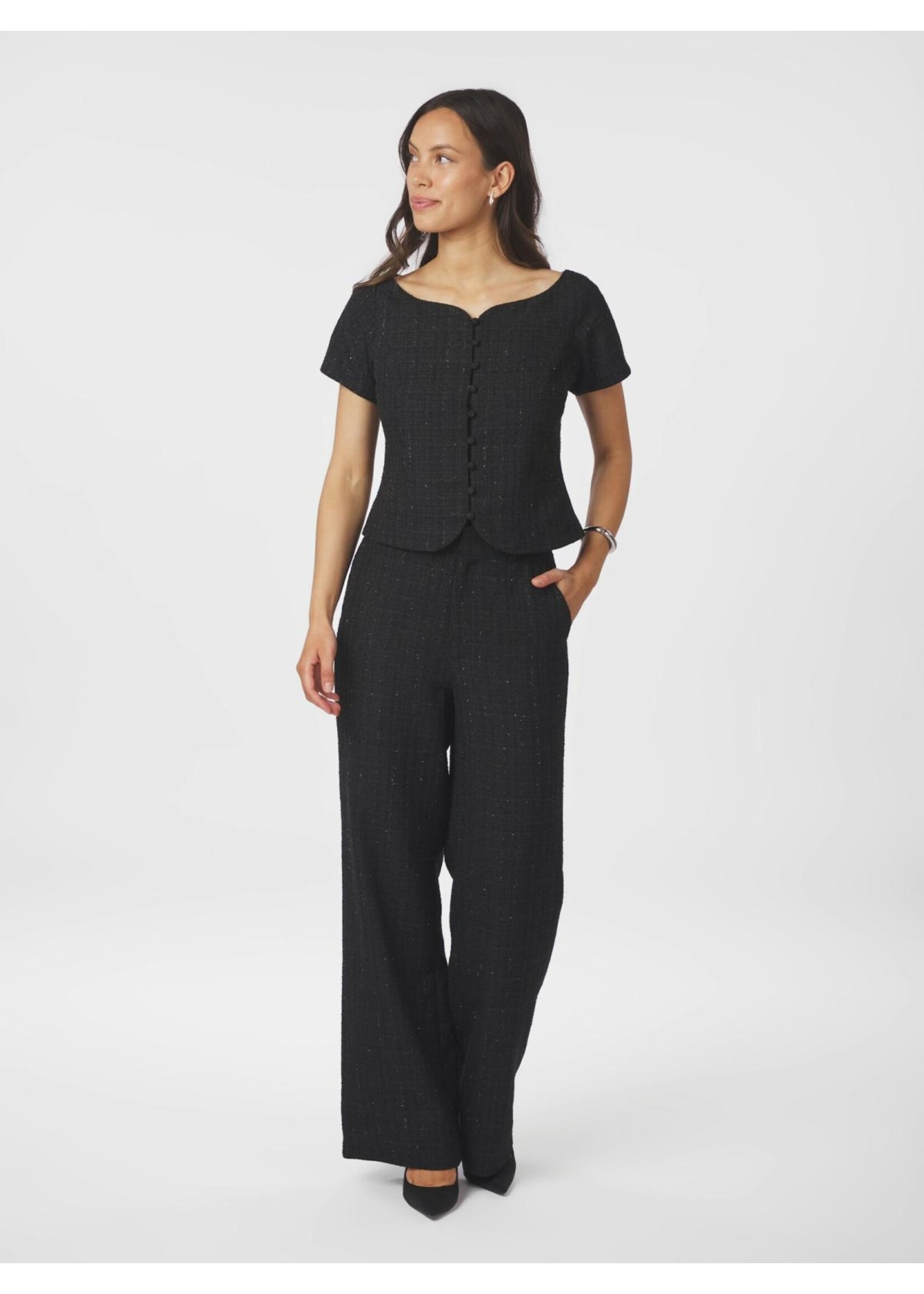 Neo Noir Neo Noir, Tango Boucle Top, Black, Size: