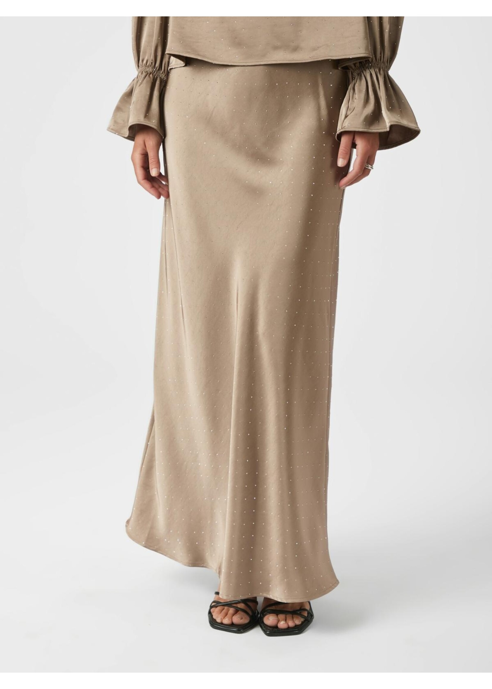 Neo Noir Neo noir, Viso Heavy Sateen Bedaz Skirt, Dark Taupe, Size: