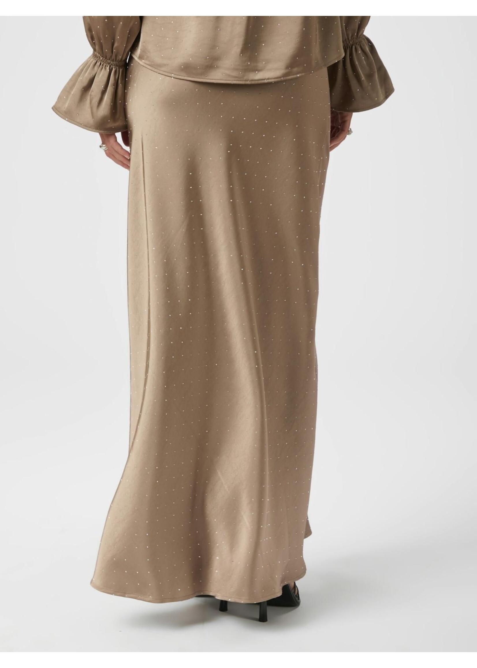 Neo Noir Neo noir, Viso Heavy Sateen Bedaz Skirt, Dark Taupe, Size: