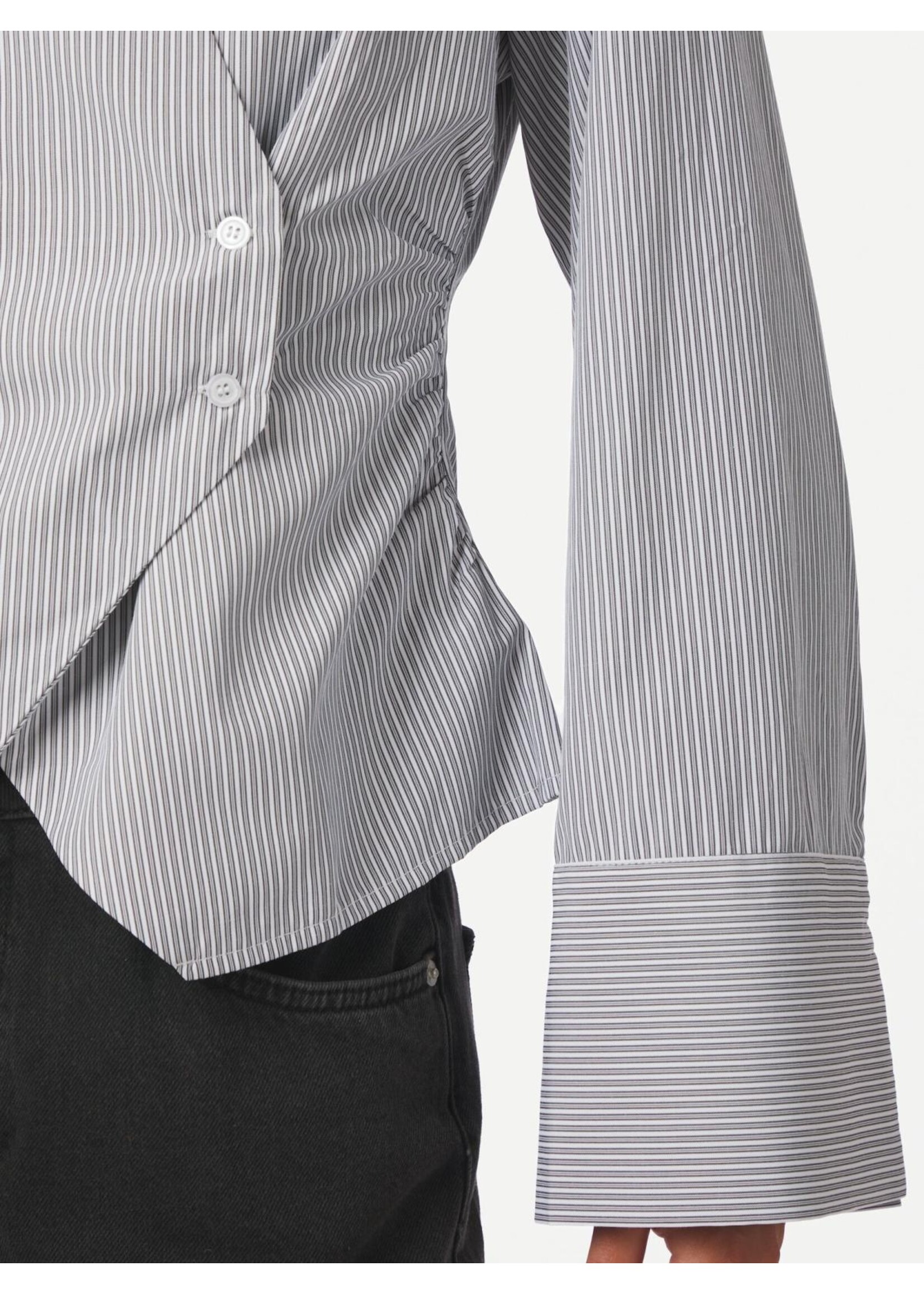 Neo Noir Neo Noir, Fenli Striped Shirt, Grey, Size: