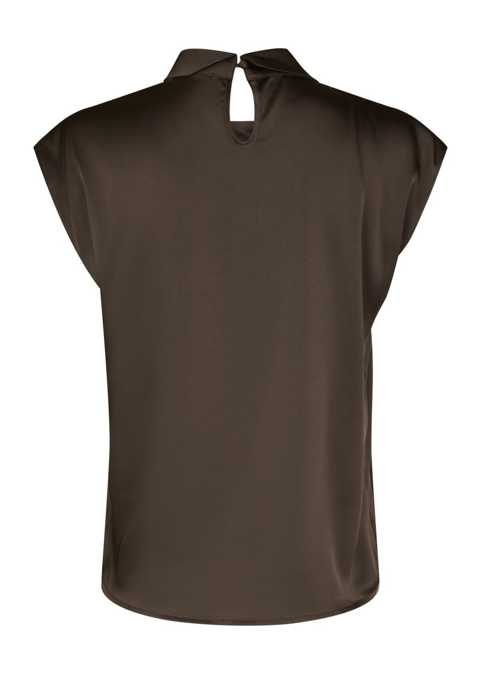 Neo Noir Neo Noir, Fleur Drapy Satin Blouse, Dark brown, Size: