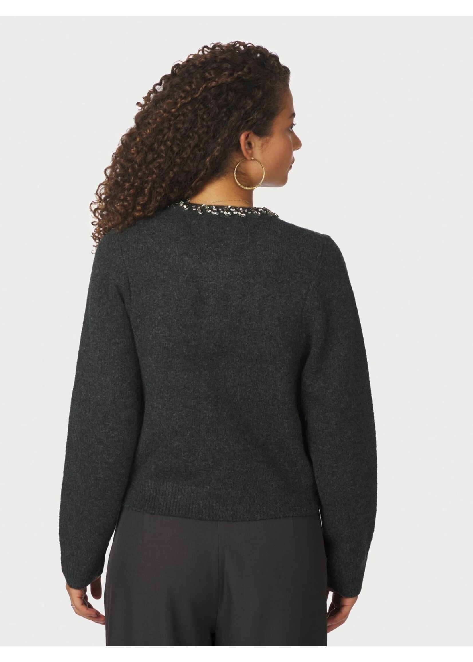 Neo Noir Neo Noir, Marie Stone Knit Cardigan, Antraciet, Size: