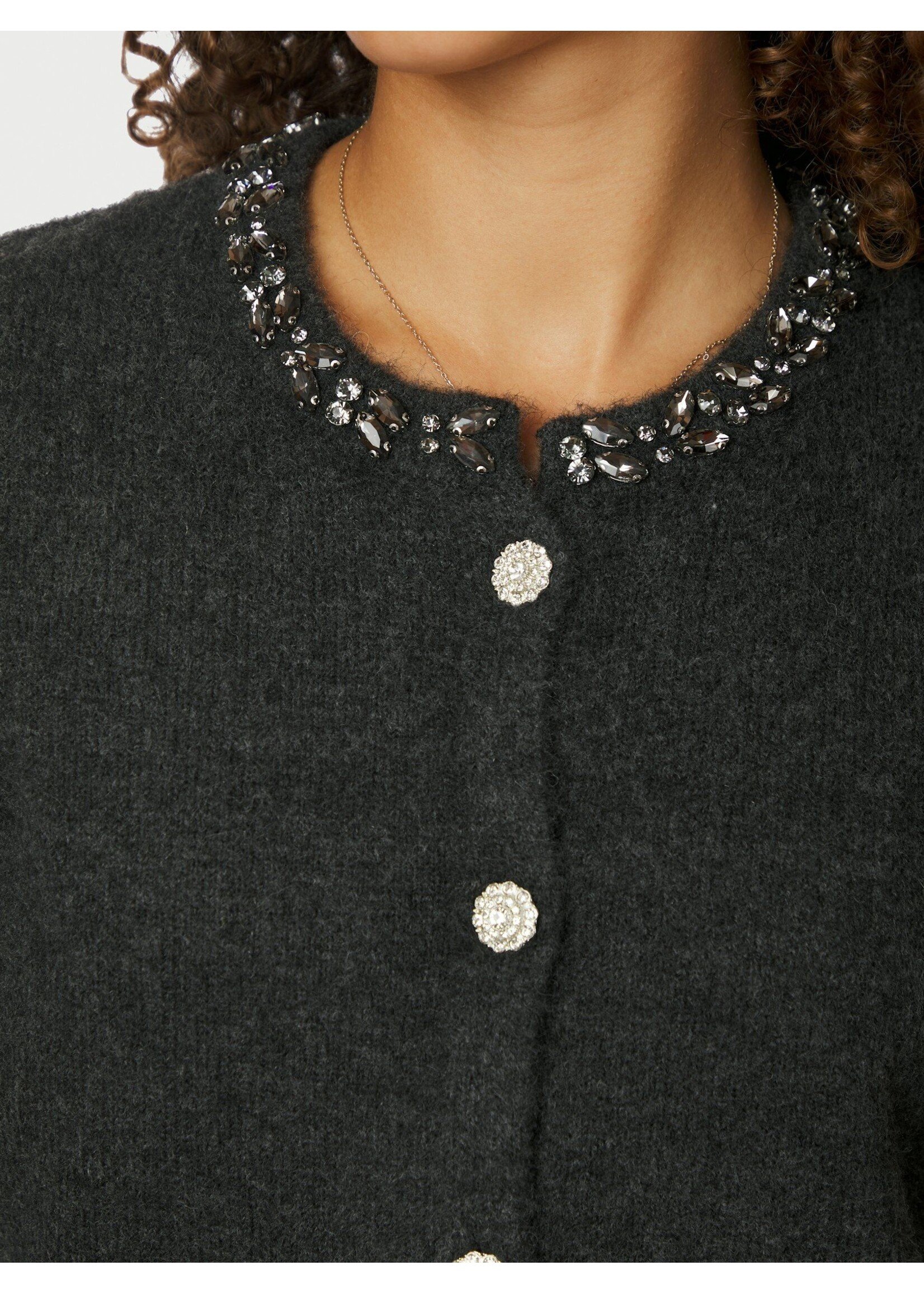 Neo Noir Neo Noir, Marie Stone Knit Cardigan, Antraciet, Size: