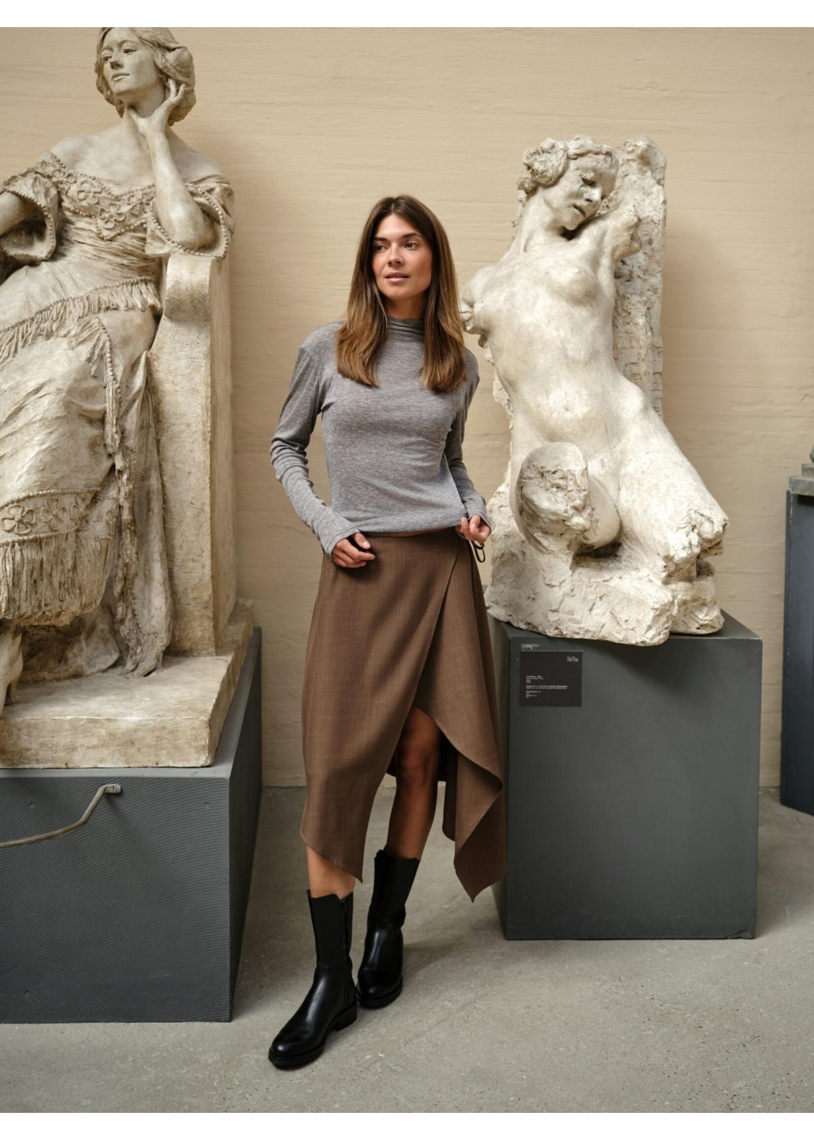 Neo Noir Neo Noir, Teddu Fine Rib Blouse, Antraciet, Size: