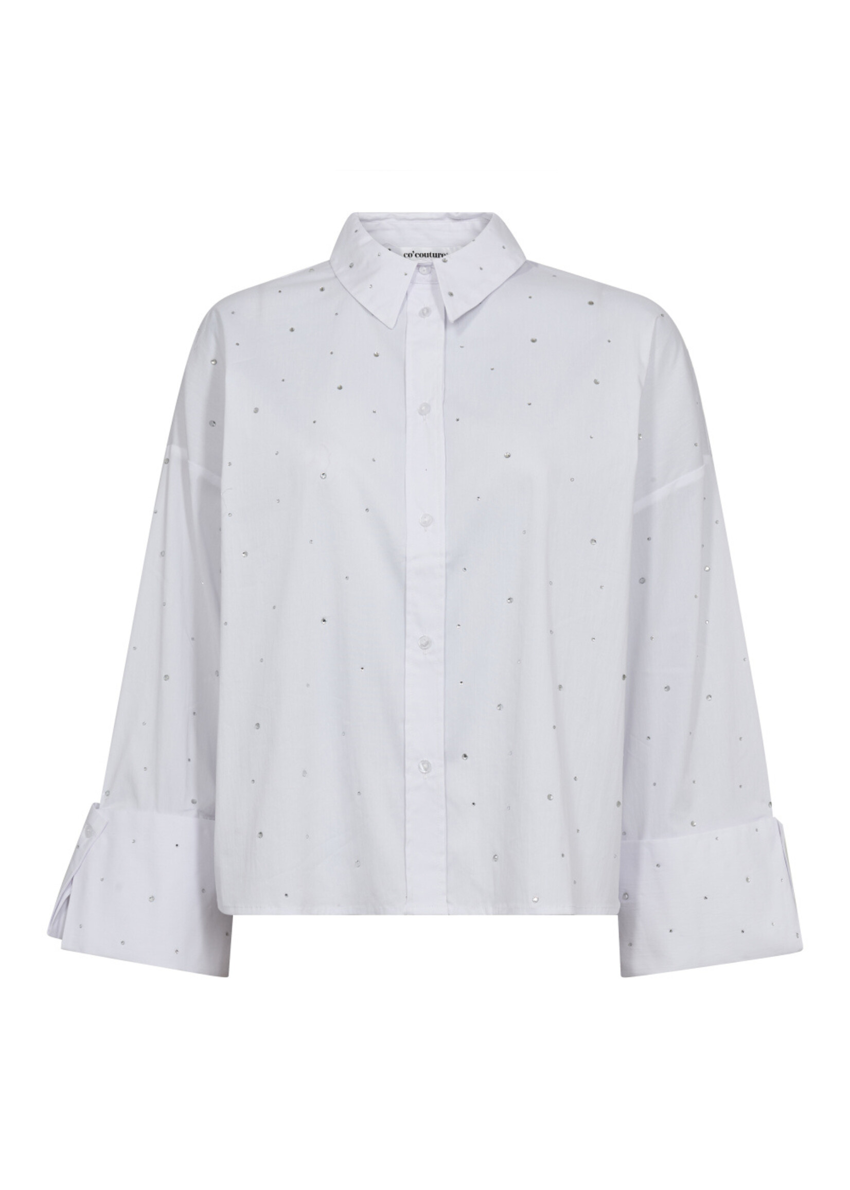Co Couture Co'Couture, LeniCC Wide Cuff Stone Shirt, White, SIze: