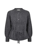 Co Couture Co'Couture, RowCC Pointelle Tie Cardigan, Dark grey, Size: