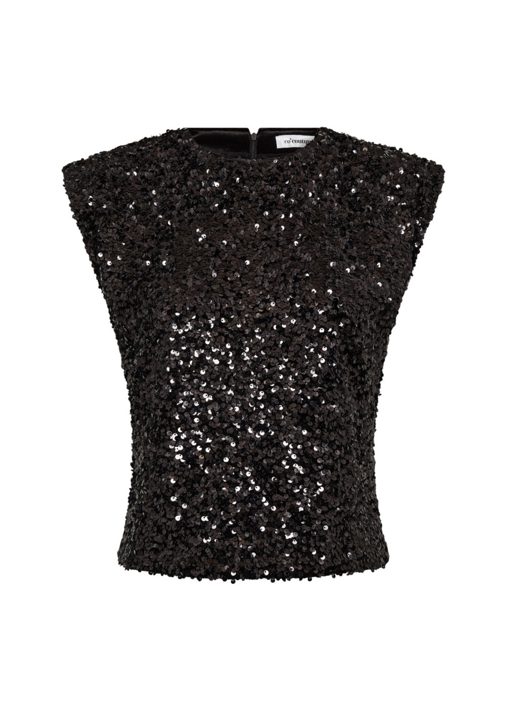 Co Couture Co'Couture, RoslynCC Sequin Top, Black, Size: