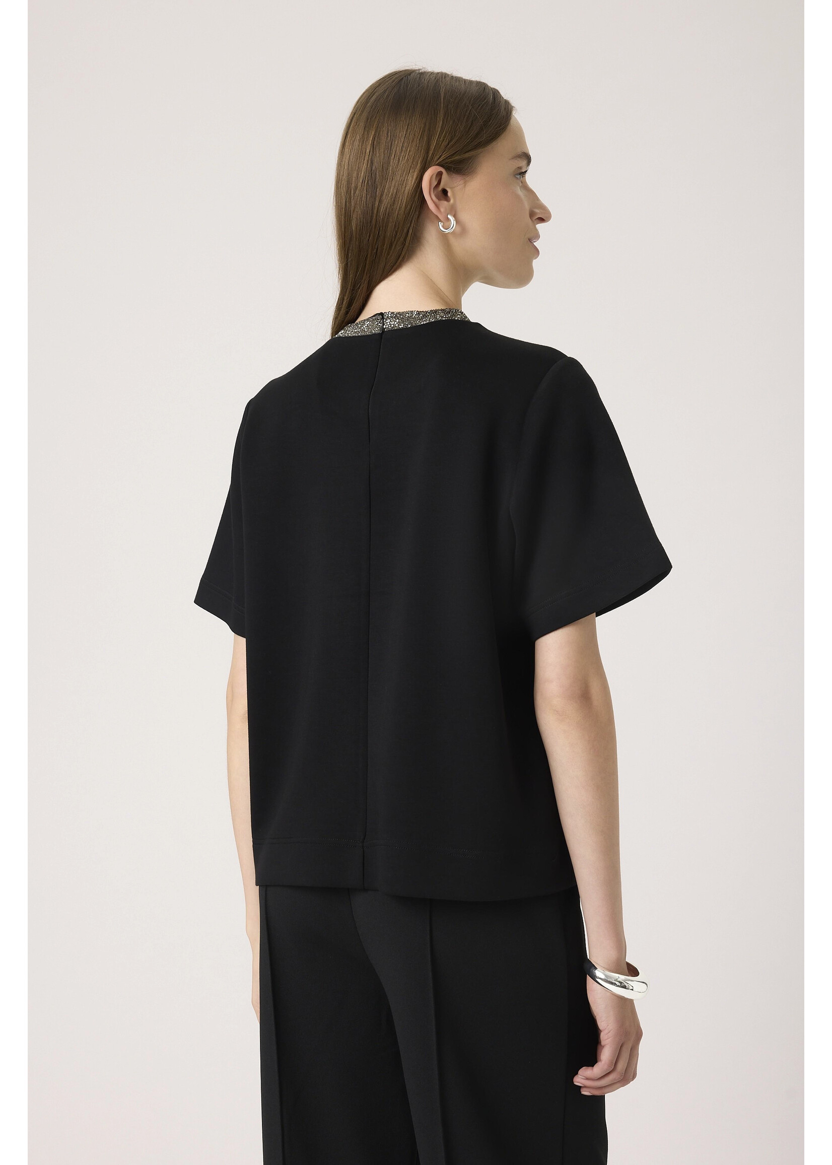 Soaked In Luxury Soaked, SLMarigold Embellished Tee, Black, Size: