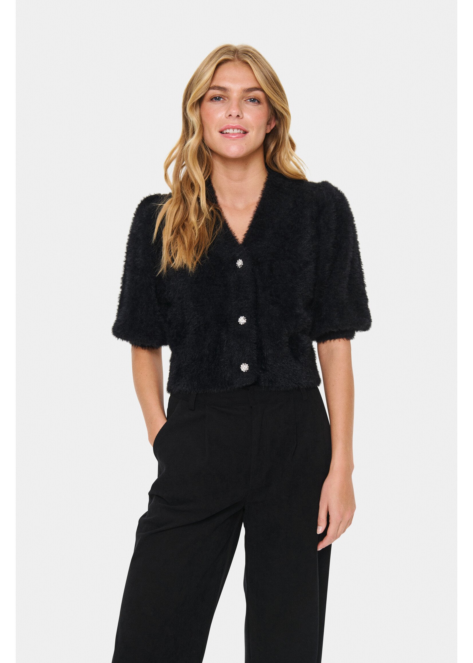 Saint Tropez Saint Tropez, BanniSZ SS Cardigan, Black, Size: