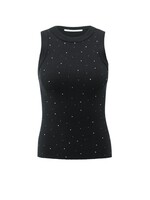 Yaya Yaya, Gebreide tanktop met ribstructuur en glinsterdetails, Black, Size: