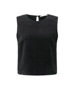 Yaya Yaya, Mouwloze top met striksluitingen op de rug, Black, Size:
