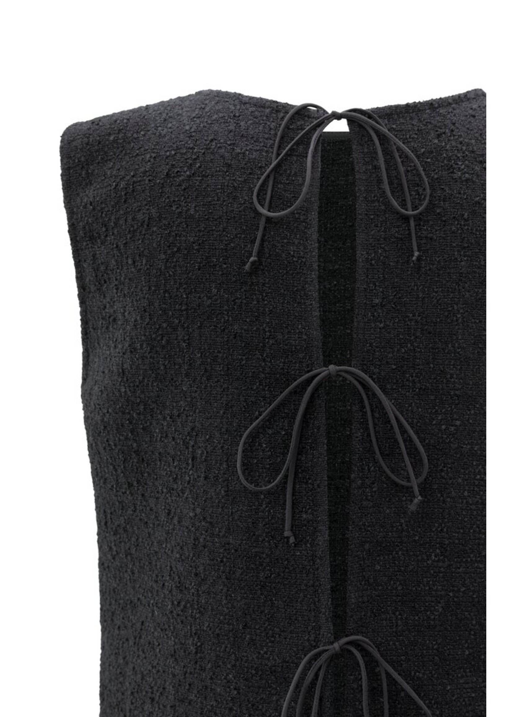 Yaya Yaya, Mouwloze top met striksluitingen op de rug, Black, Size:
