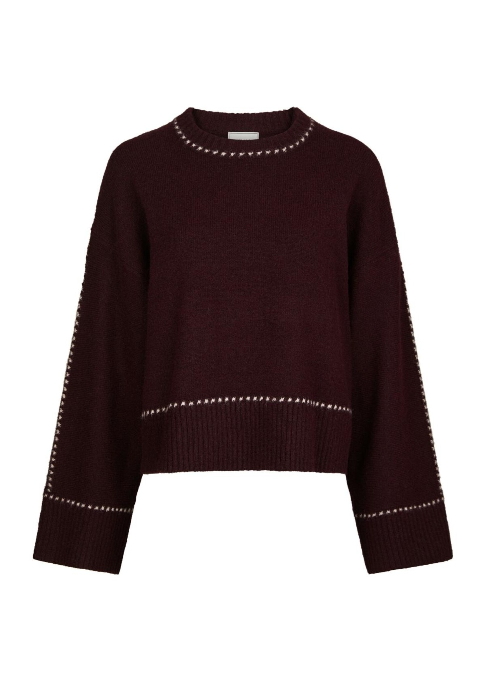 Neo Noir Neo Noir, Roeme Knit Stitch Blouse, Wine, Size: