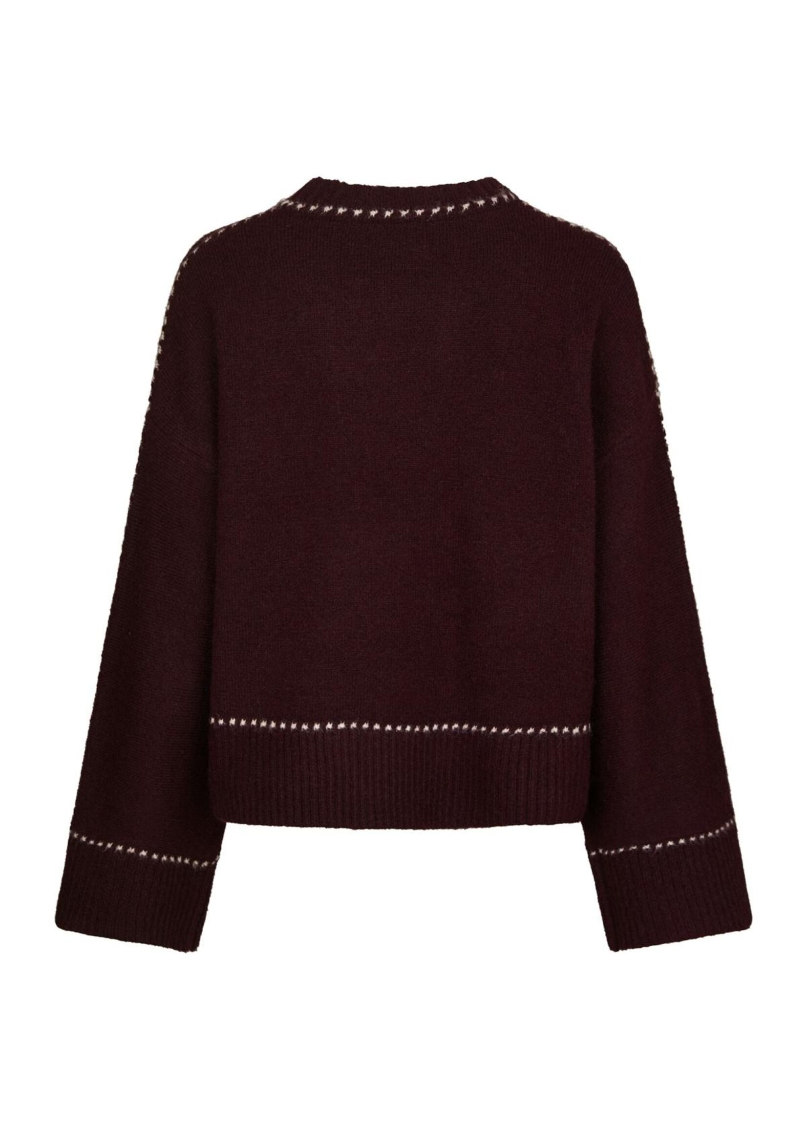 Neo Noir Neo Noir, Roeme Knit Stitch Blouse, Wine, Size: