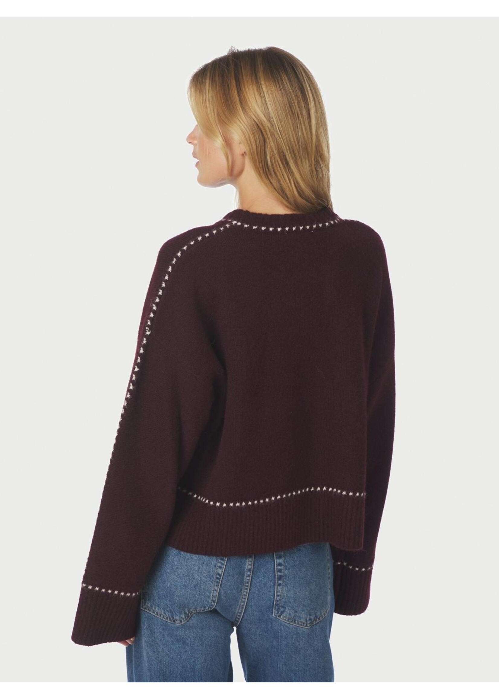 Neo Noir Neo Noir, Roeme Knit Stitch Blouse, Wine, Size: