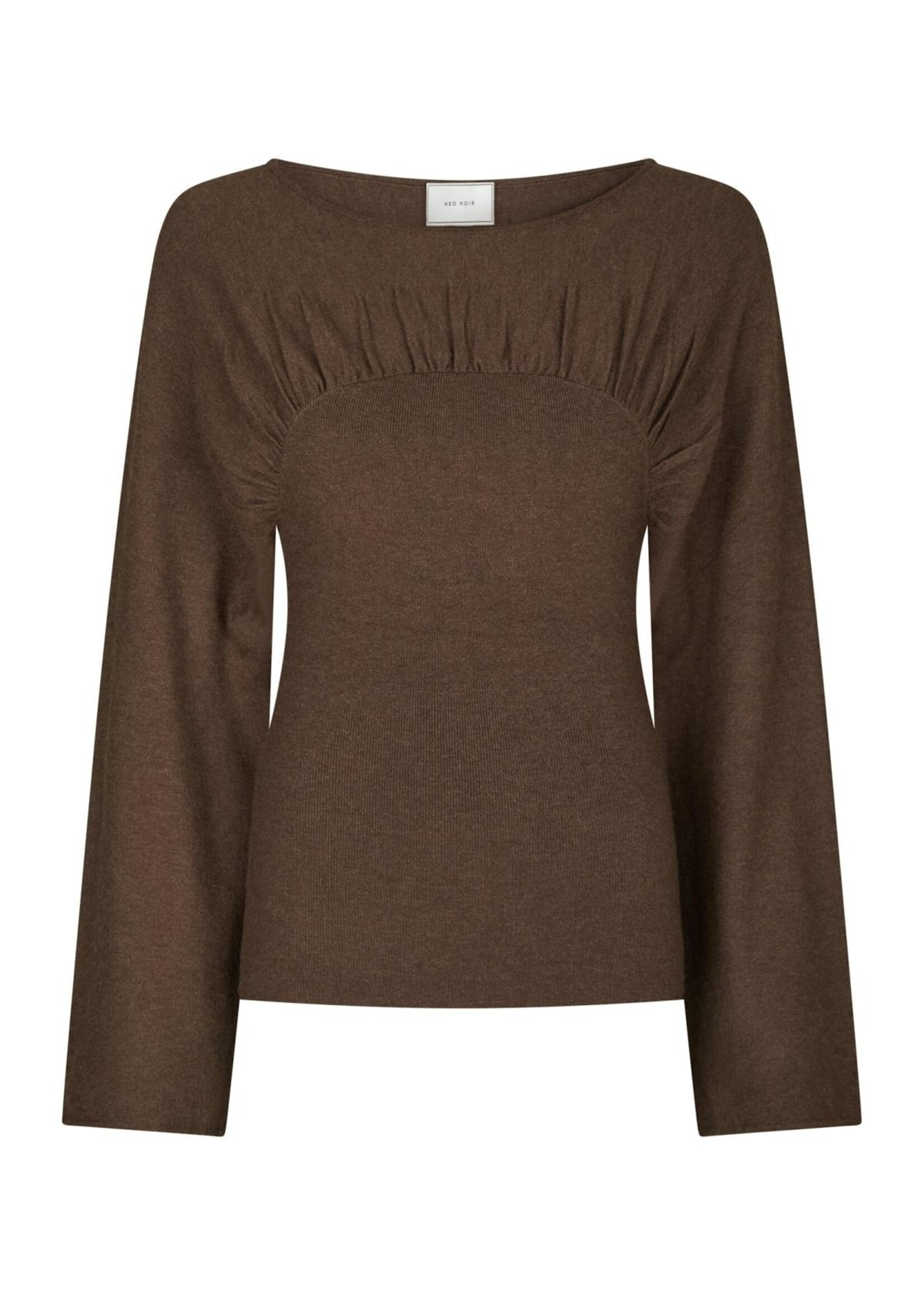 Neo Noir Neo Noir, Kaiba Knit Blouse , Brown Melange, Size: