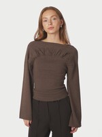 Neo Noir Neo Noir, Kaiba Knit Blouse , Brown Melange, Size: