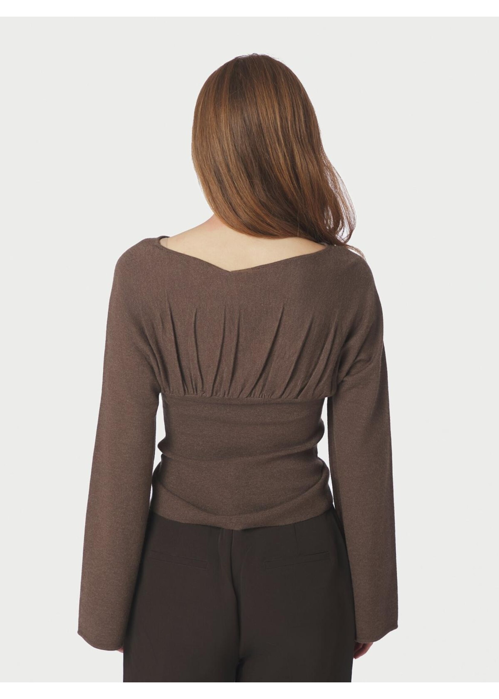 Neo Noir Neo Noir, Kaiba Knit Blouse , Brown Melange, Size: