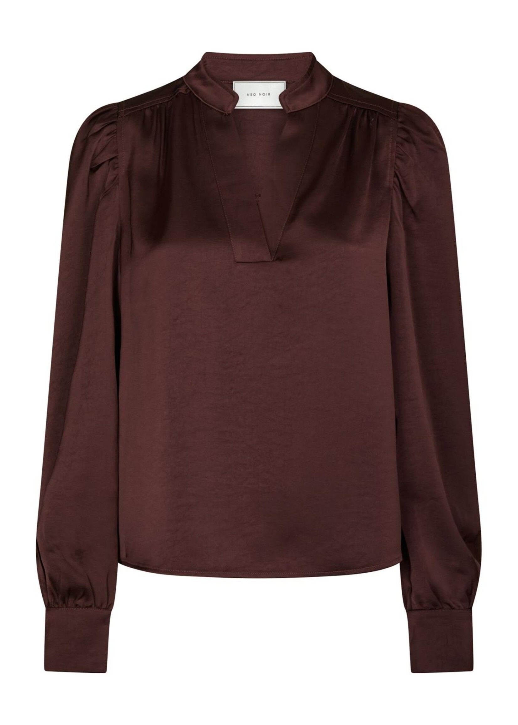 Neo Noir Neo Noir, Rosslyn Heavy Sateen Blouse, Burgundy, Size: