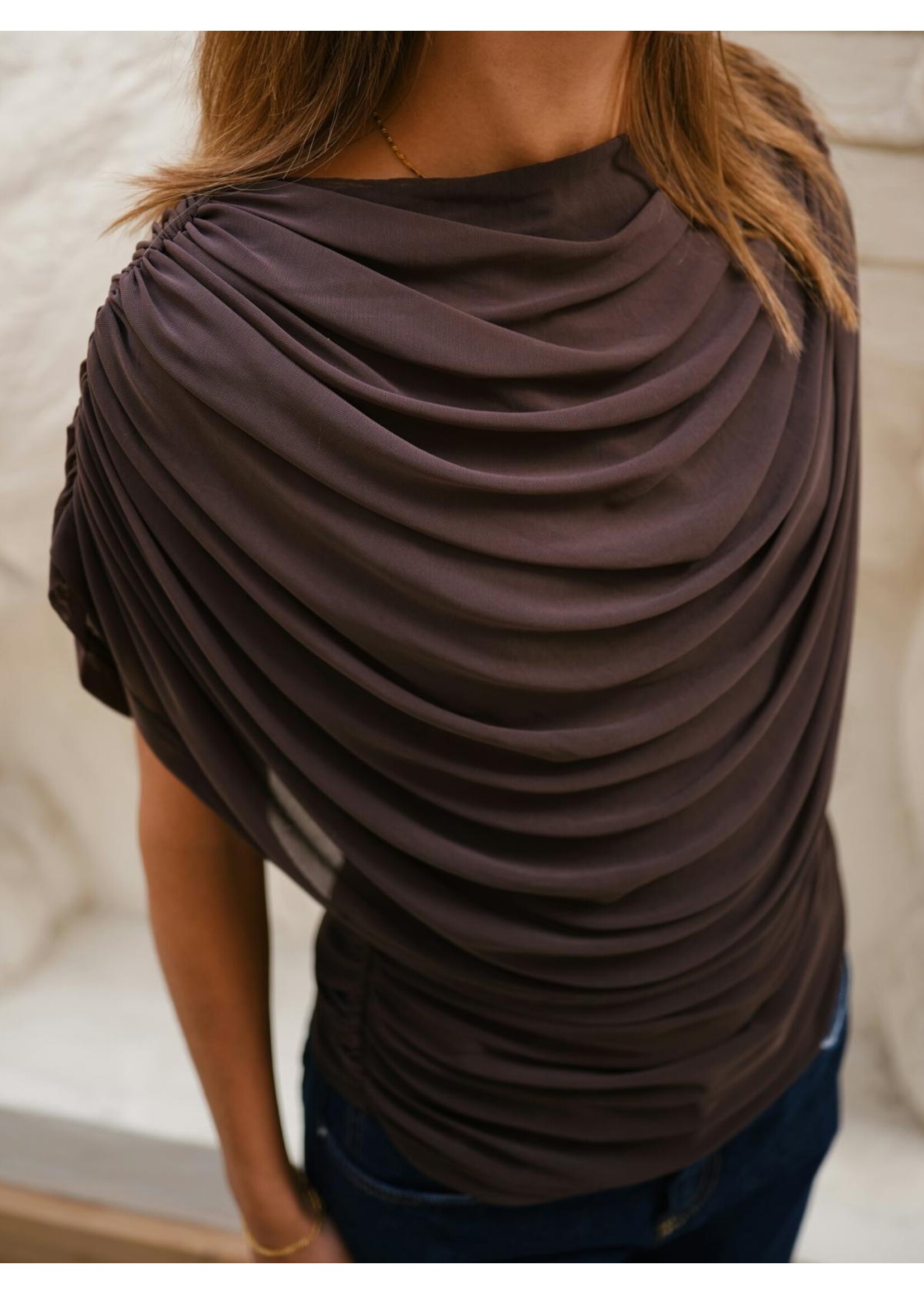 Neo Noir Neo Noir, Cottuna Drapy Mesh Top , Brown, Size: