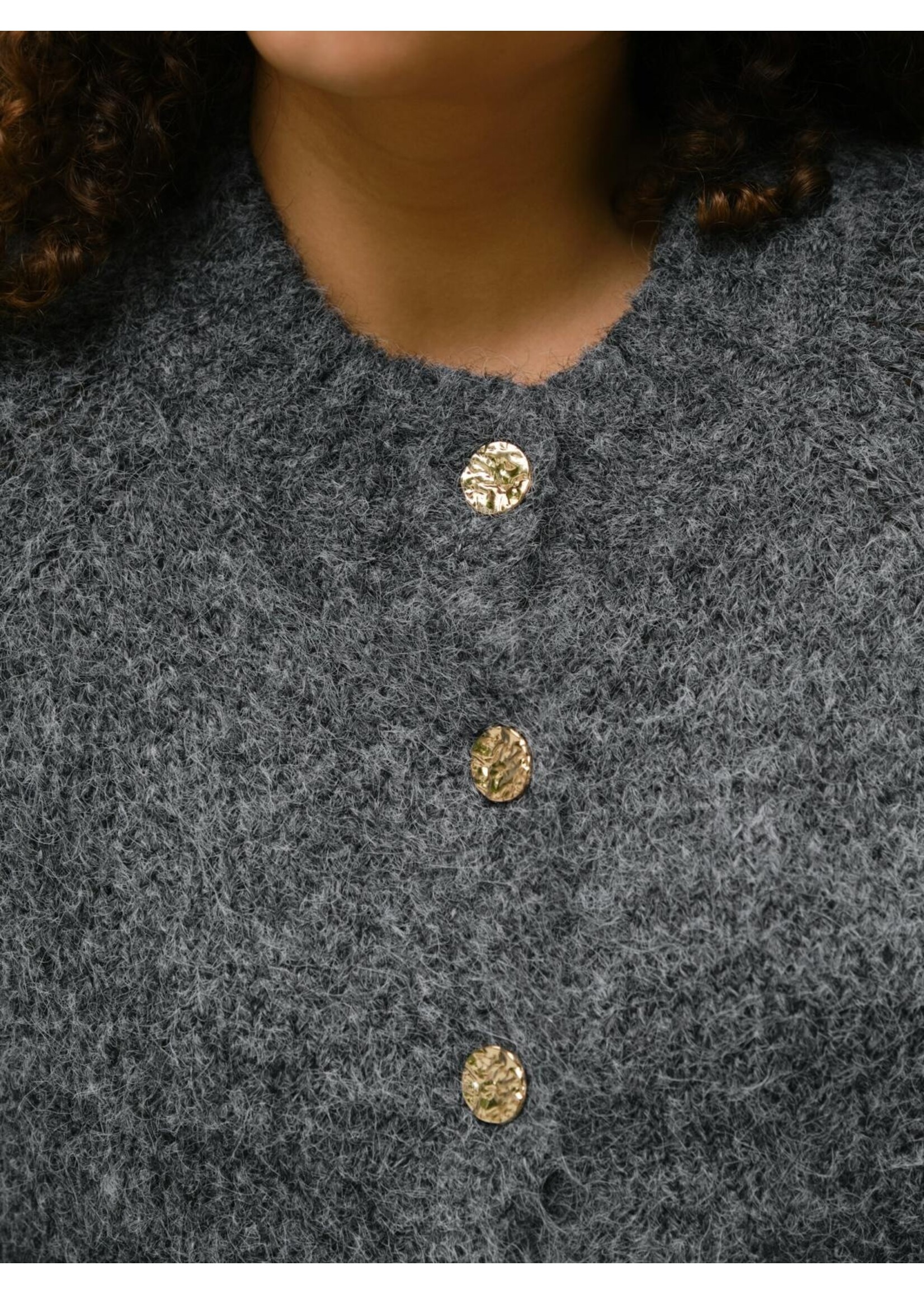 Neo Noir Neo Noir, Benuta Fluffy Knit Cardigan, Antraciet, Size: