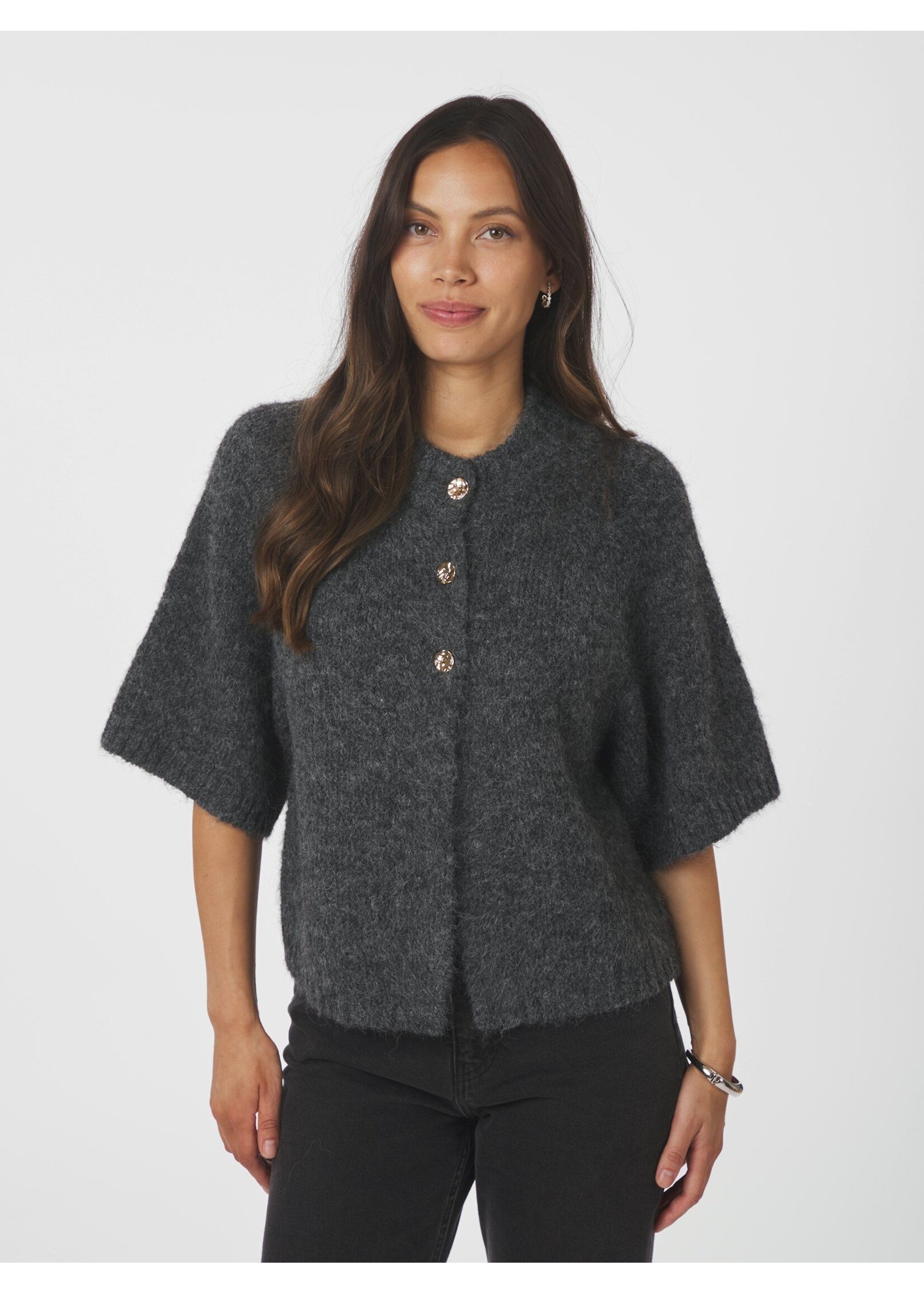 Neo Noir Neo Noir, Benuta Fluffy Knit Cardigan, Antraciet, Size: